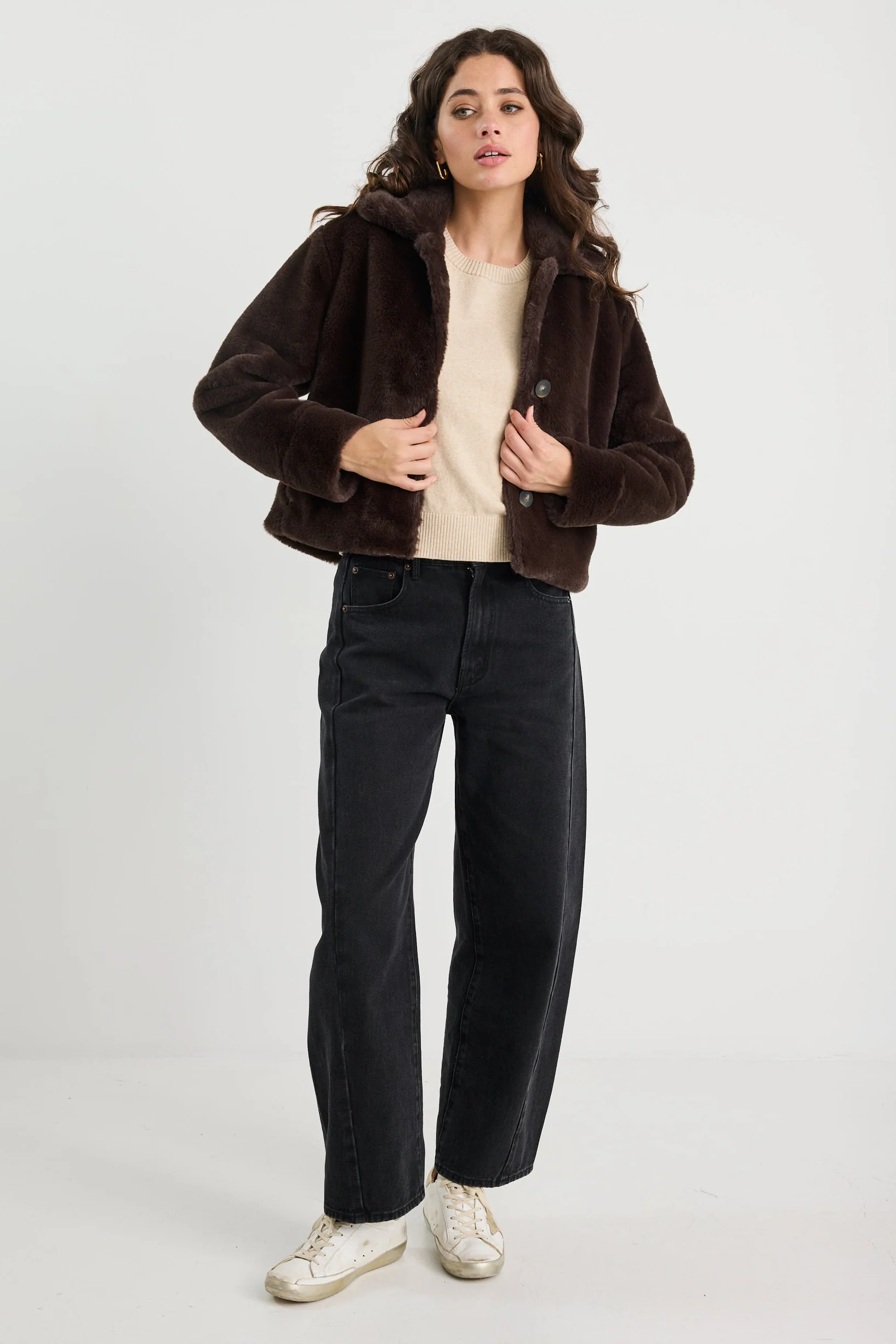 Lodge Chocolate Faux Fur Jacket - Image 5