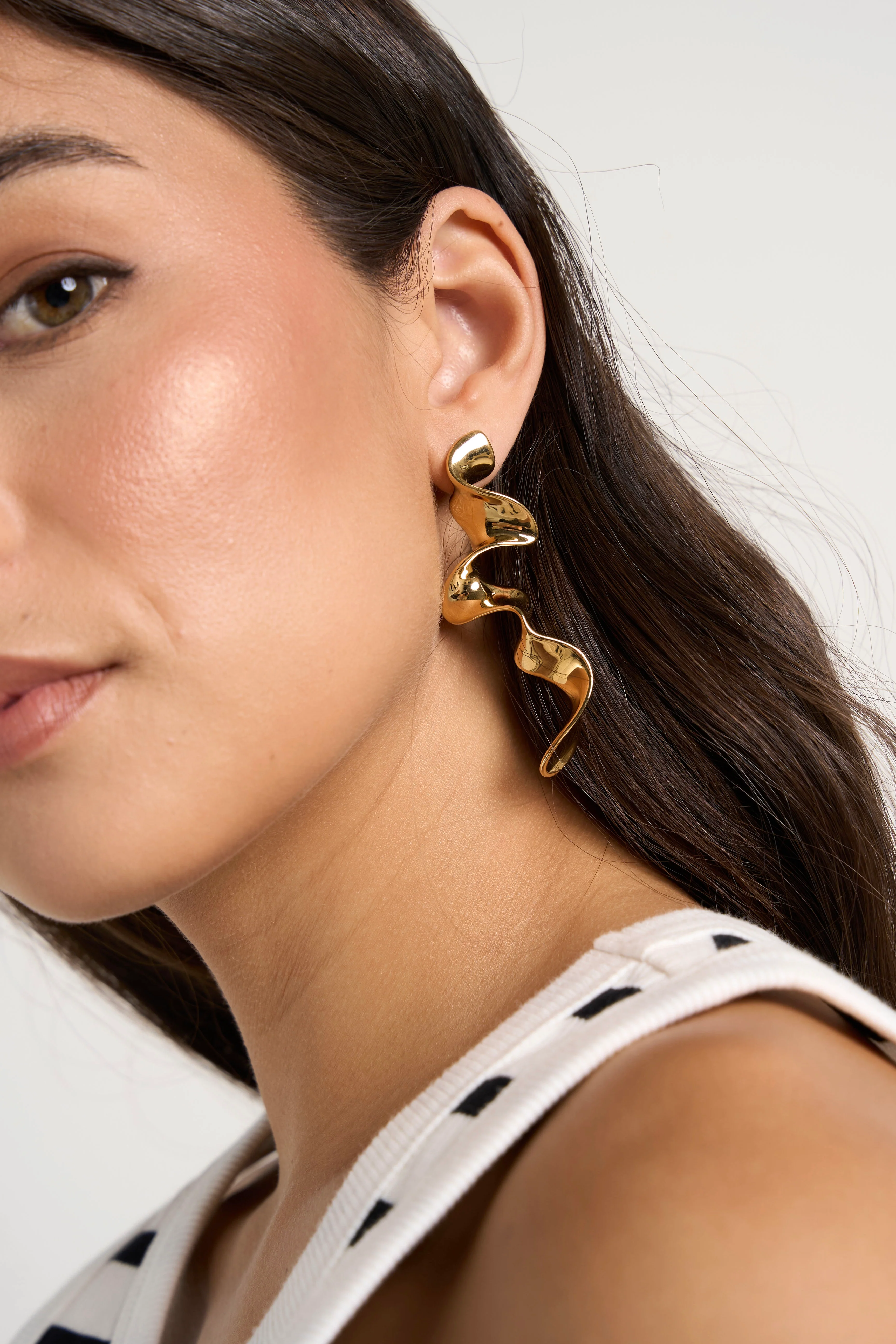 Long Gold Ribbon Earrings - Image 3