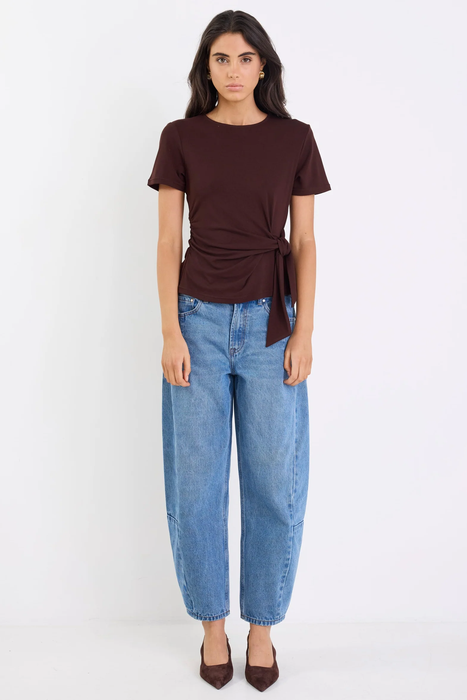 Loop Chocolate Knot Front Short Sleeve Top - Image 3