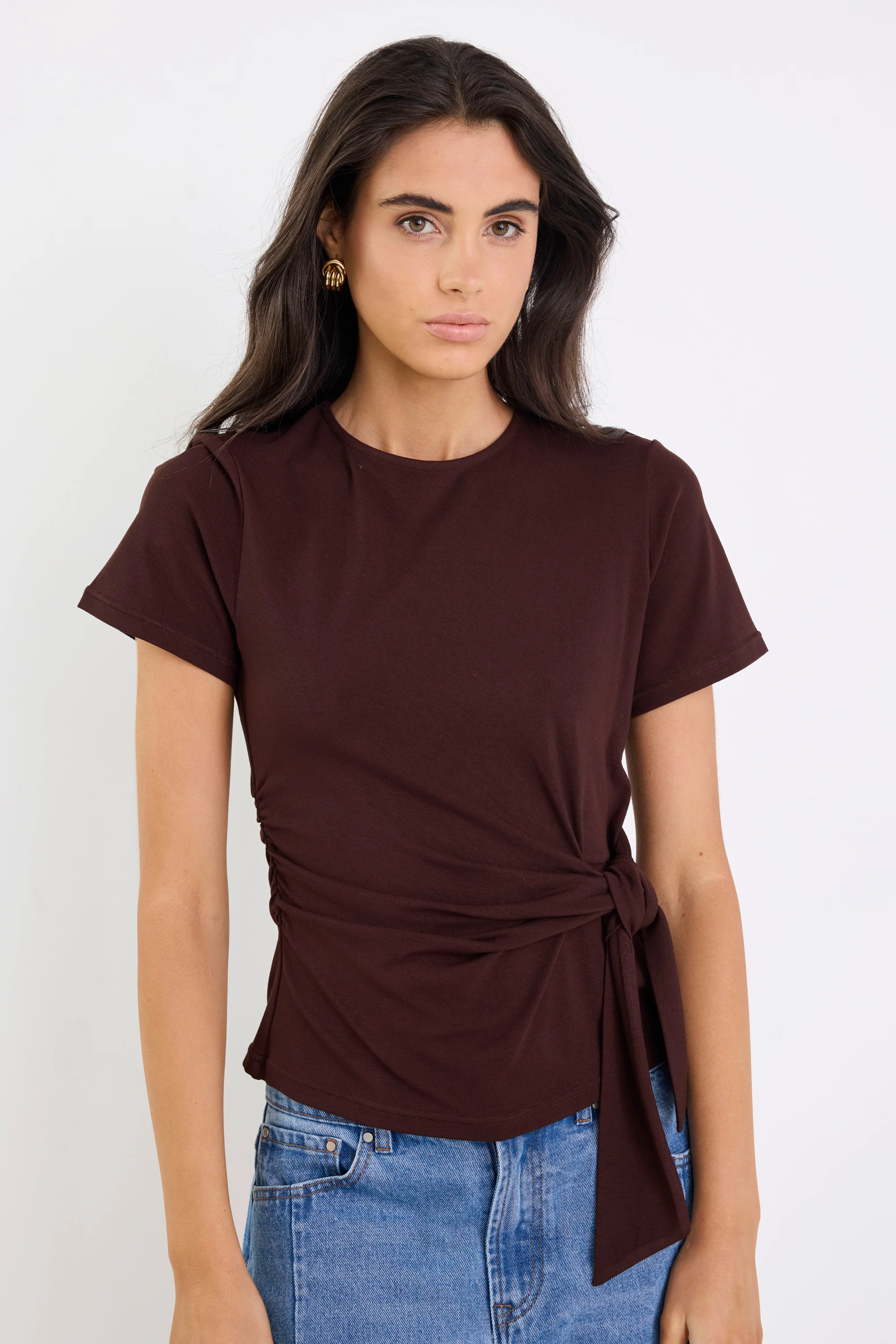 Loop Chocolate Knot Front Short Sleeve Top - Image 4