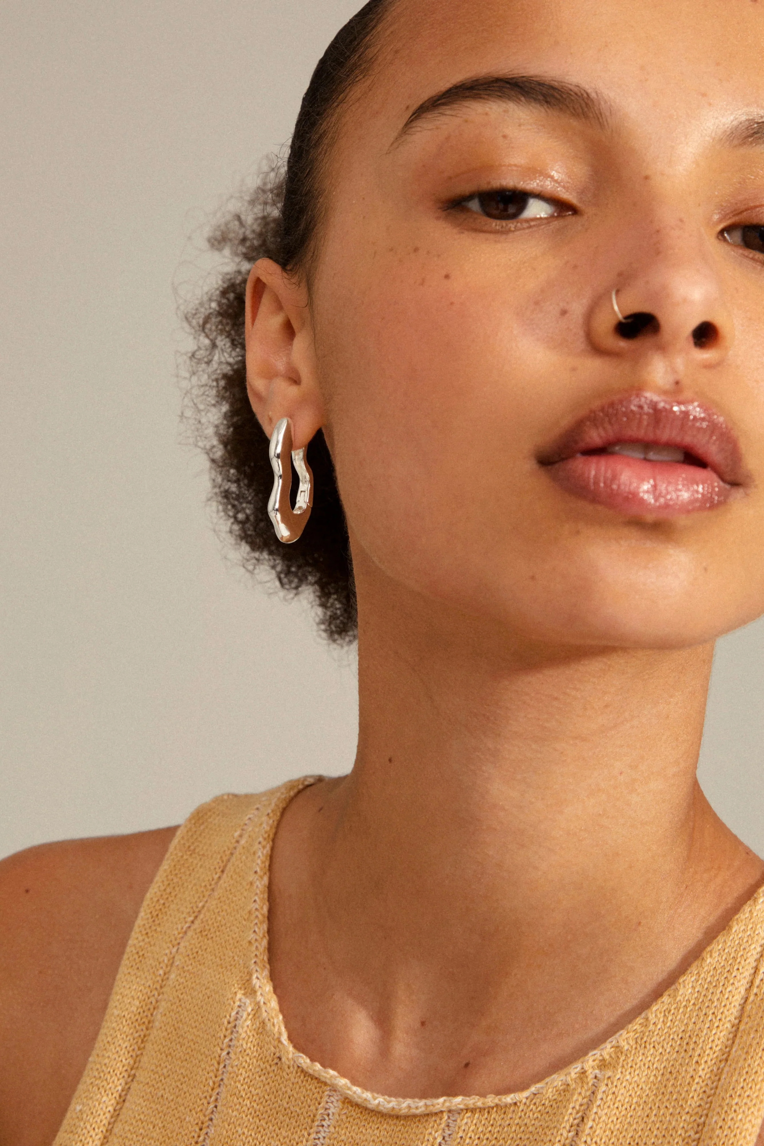 Loulia Wavy EOL Silver Recycled Hoop Earrings