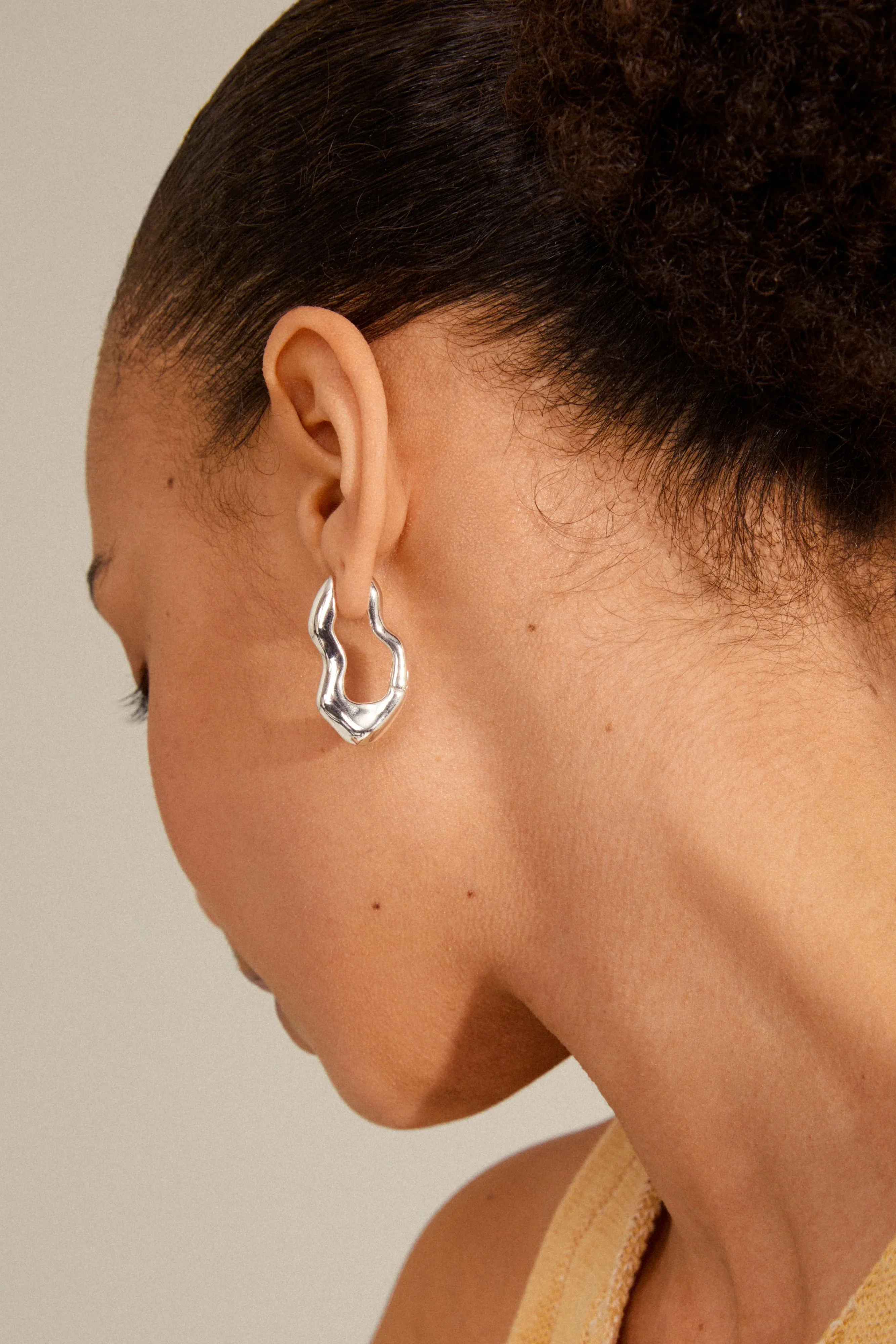 Loulia Wavy EOL Silver Recycled Hoop Earrings - Image 3