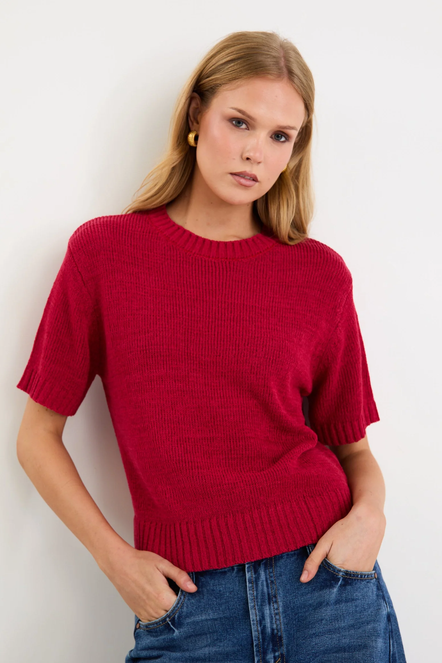 Loveable Cherry Tape Yarn Knit Tee - Image 2