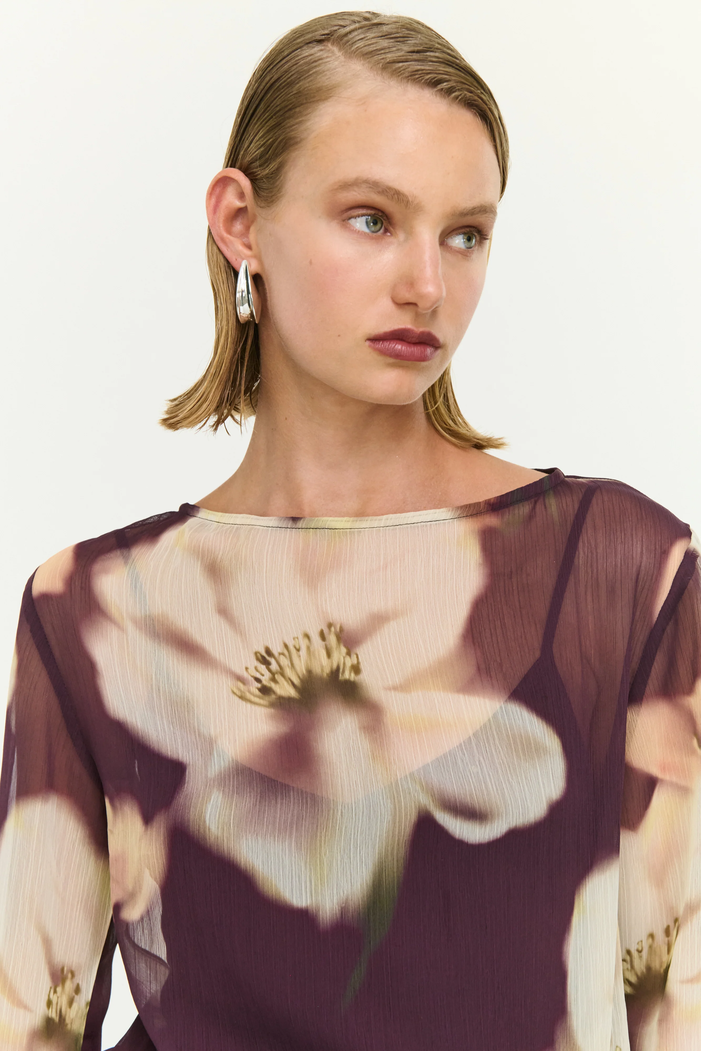 Lula Brown Floral Tie Detail LS Maxi Dress - Image 5