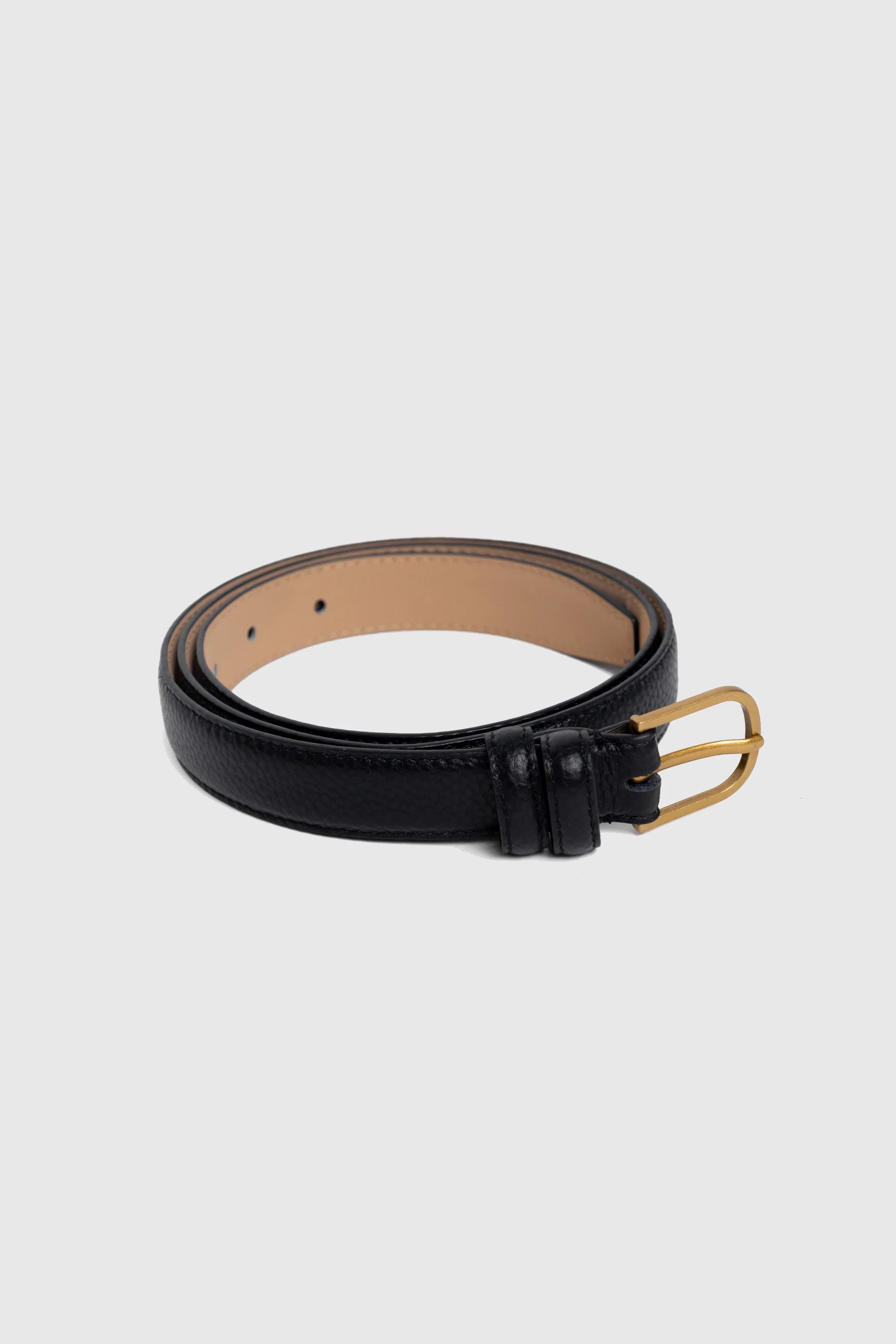 Luna Black Leather Matte Gold Buckle Belt - Image 3