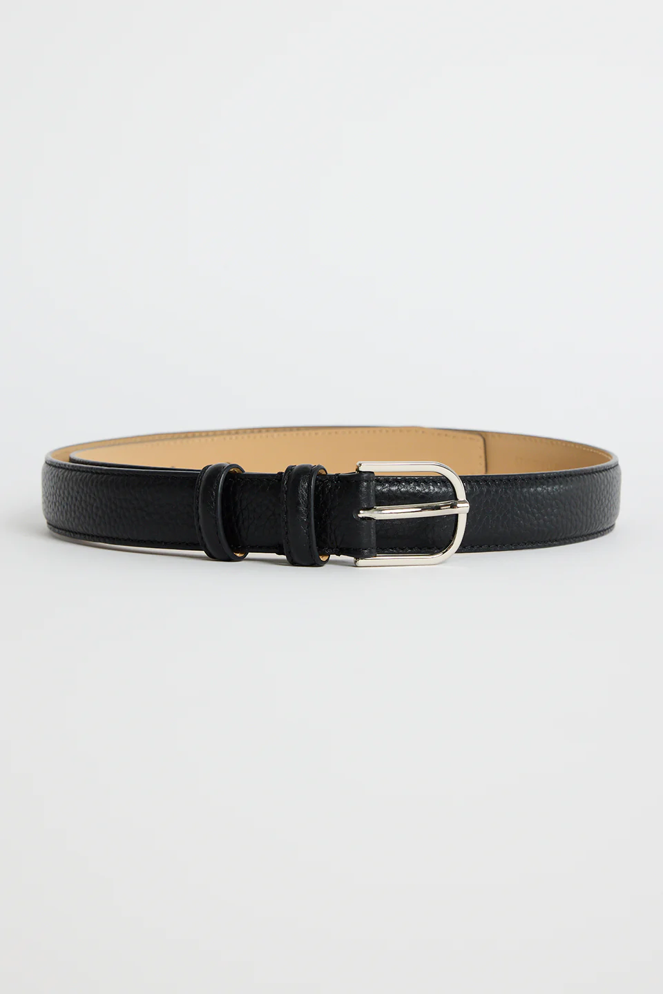 Luna Black Leather Silver Buckle Belt