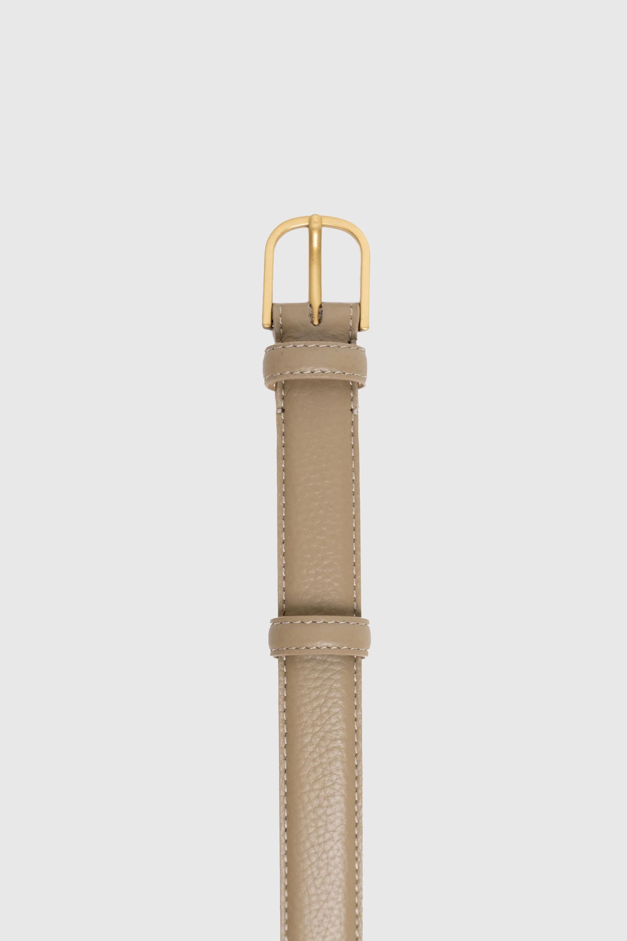 Luna Taupe Leather Matte Gold Buckle Belt - Image 3
