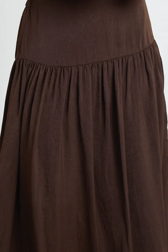 Lupe Espresso Hammered Satin Midi Skirt - Image 5