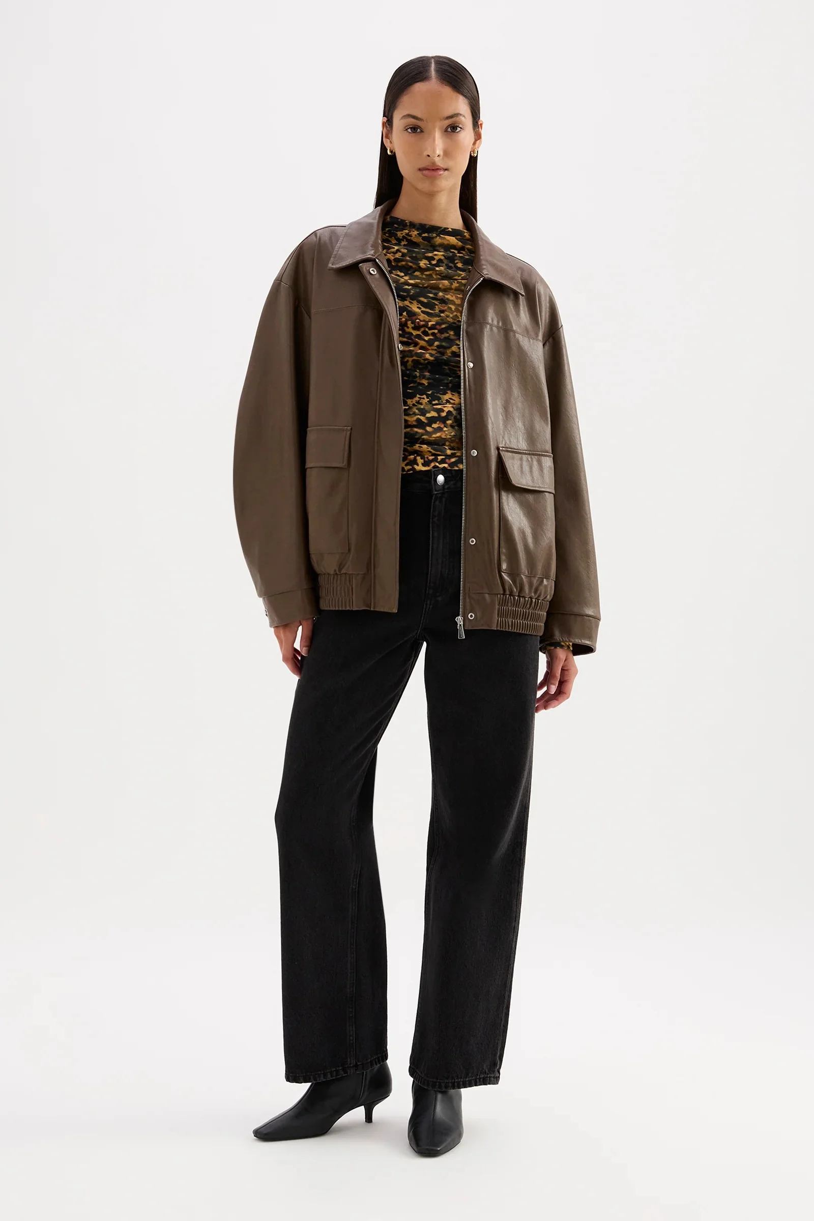 Lyla Umber Chocolate Vegan Leather Jacket - Image 3