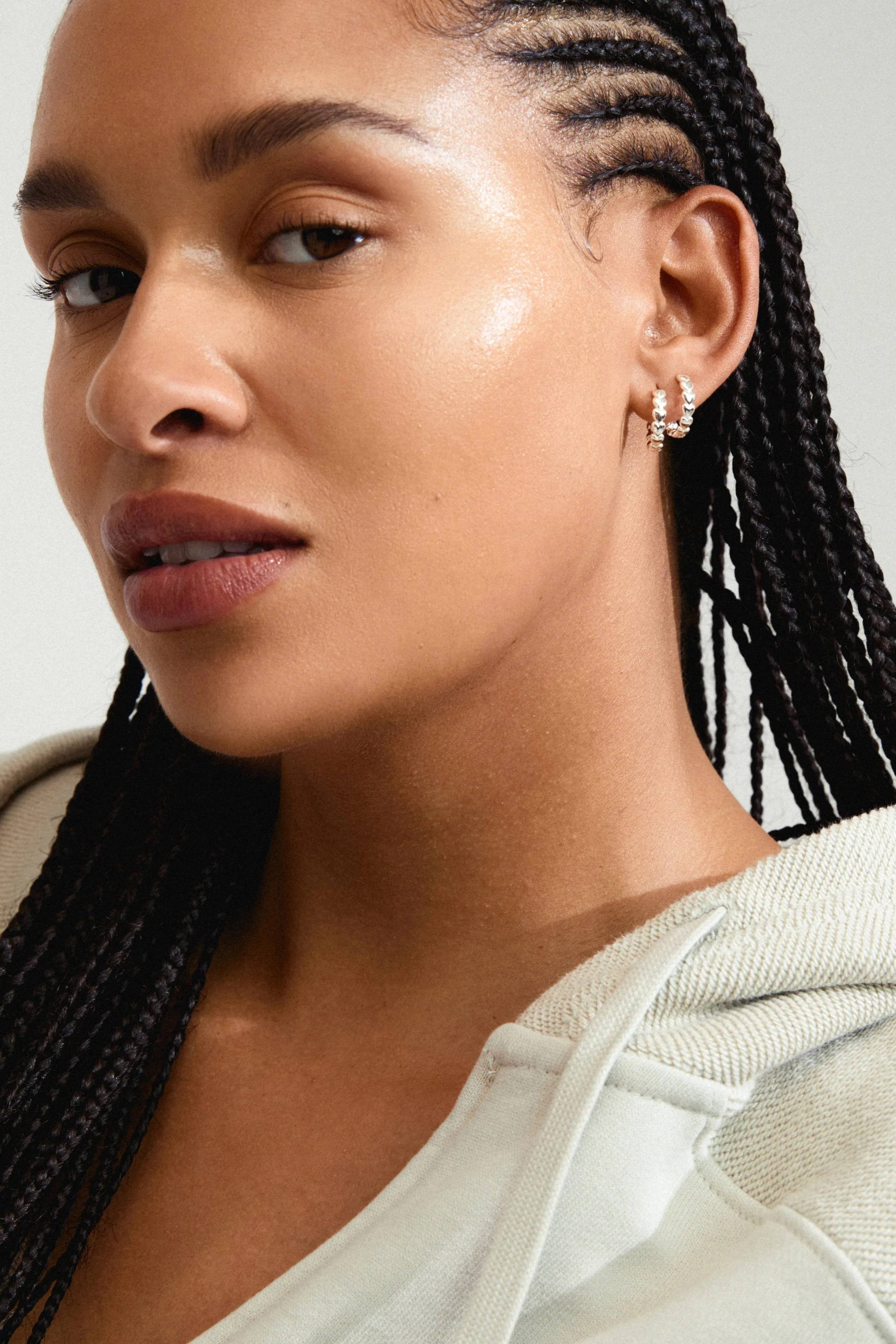 Maeve Heart Silver Recycled Hoop Earrings - Image 2