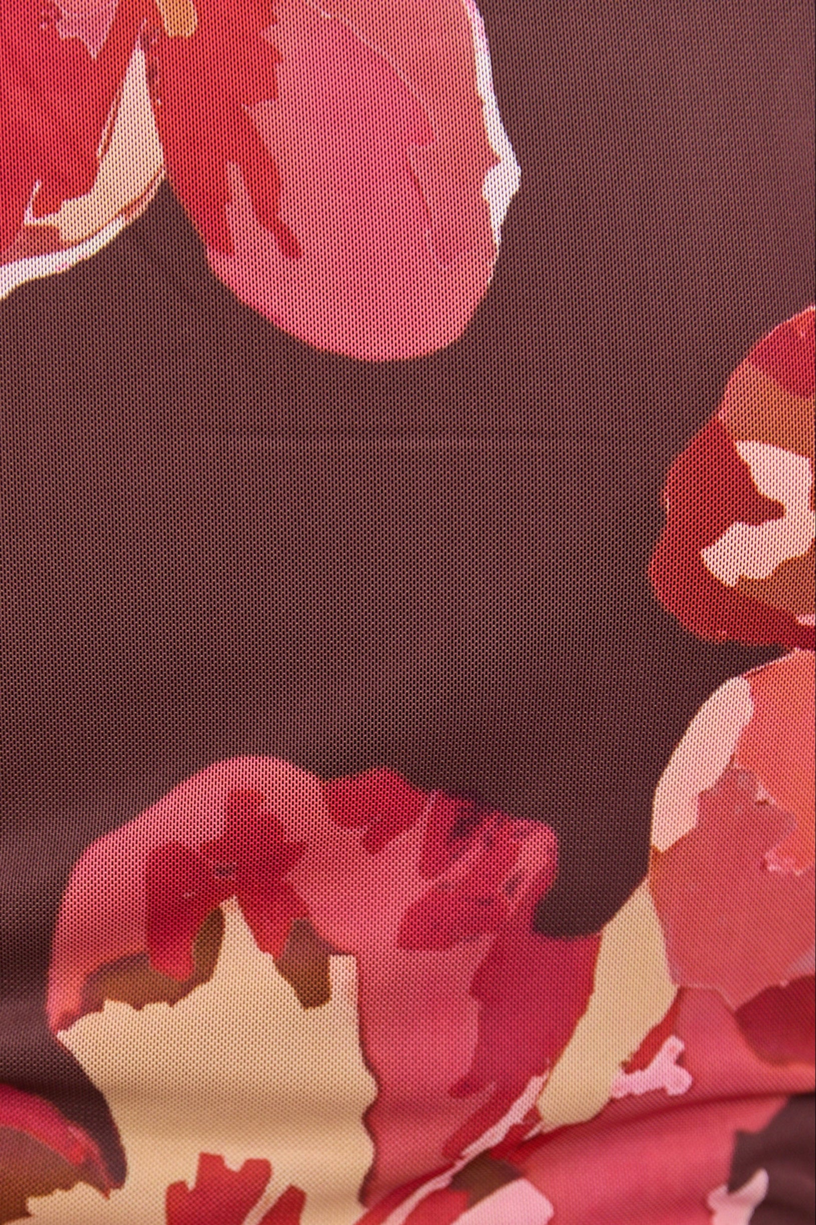 Magnitude Chocolate Red Floral Mesh Long Sleeve Mesh Top - Image 6