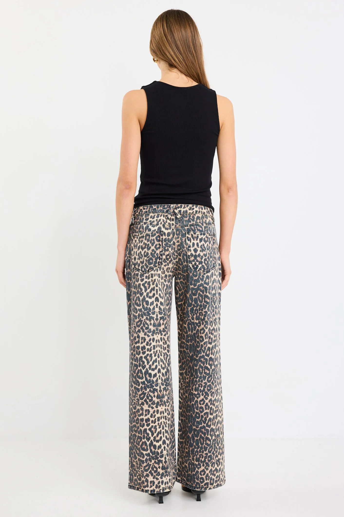 Manhattan Chocolate Animal Mid Rise Wide Leg Jeans - Image 4