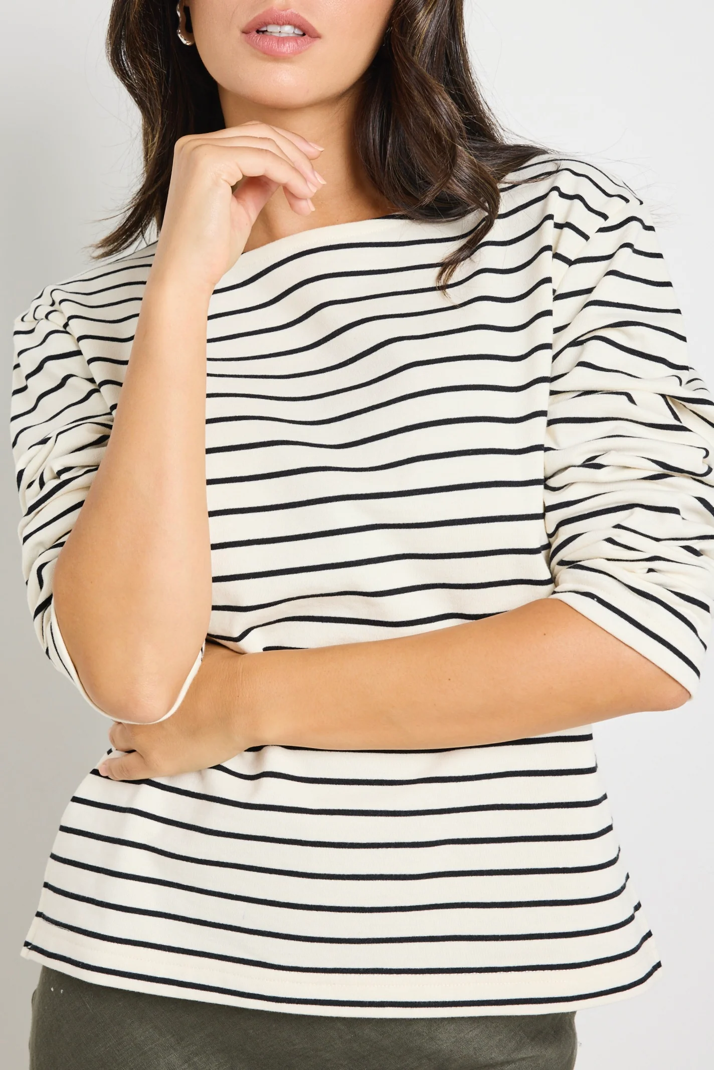 Maple Black Stripe Terry Boatneck LS Top - Image 2