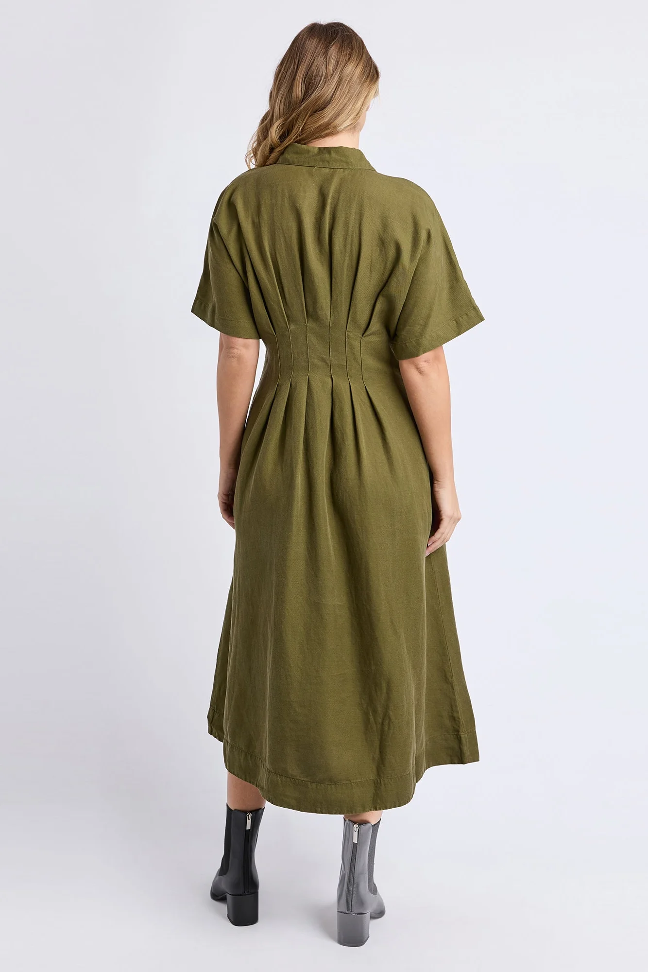 Marbella Winter Moss Darted Waist SS Maxi Dress - Image 4
