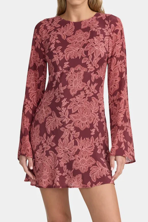 Martini Plum Paisley LS Mini Dress - Image 2