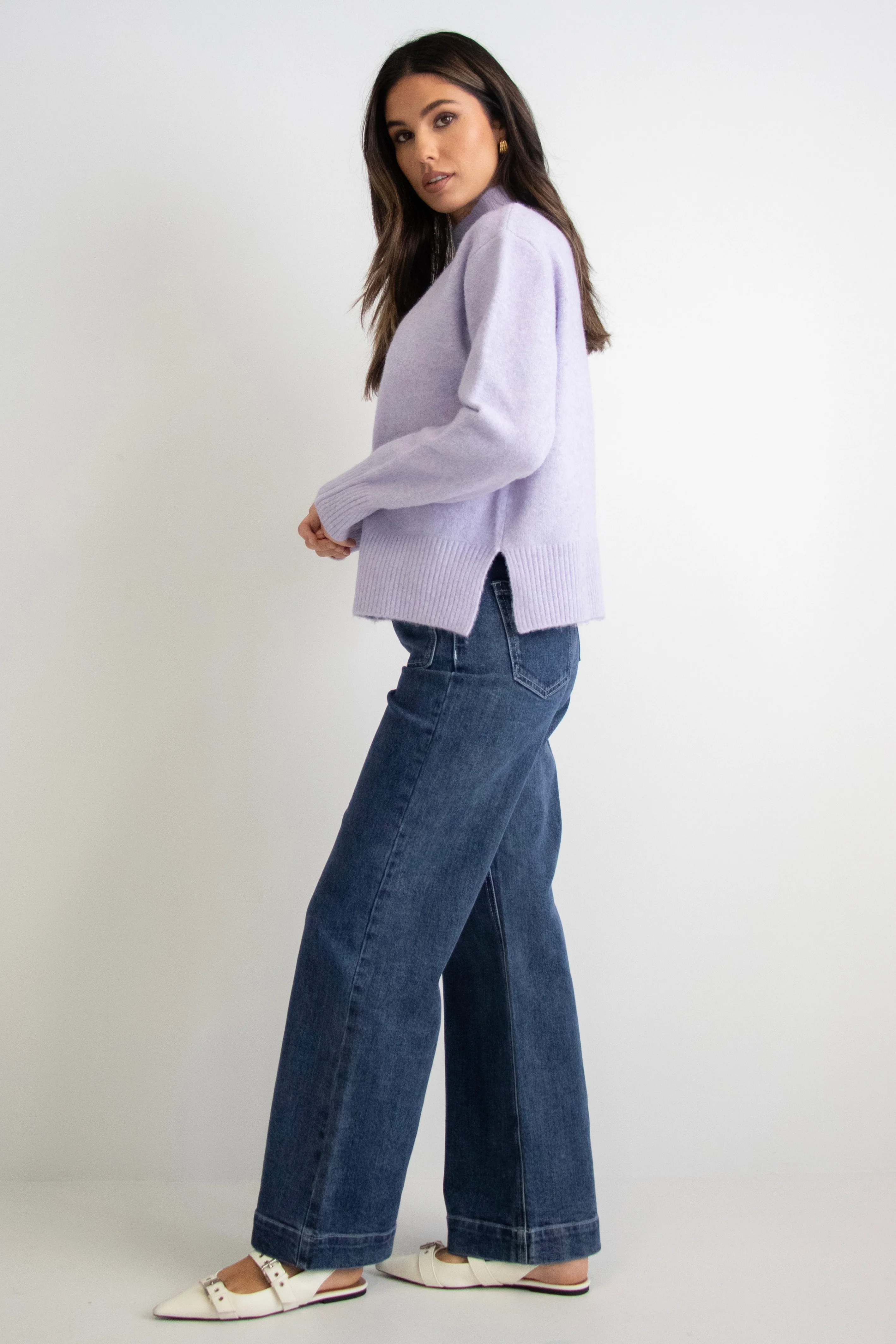 Mentor Lilac Funnel Neck Knit Jumper - Image 2