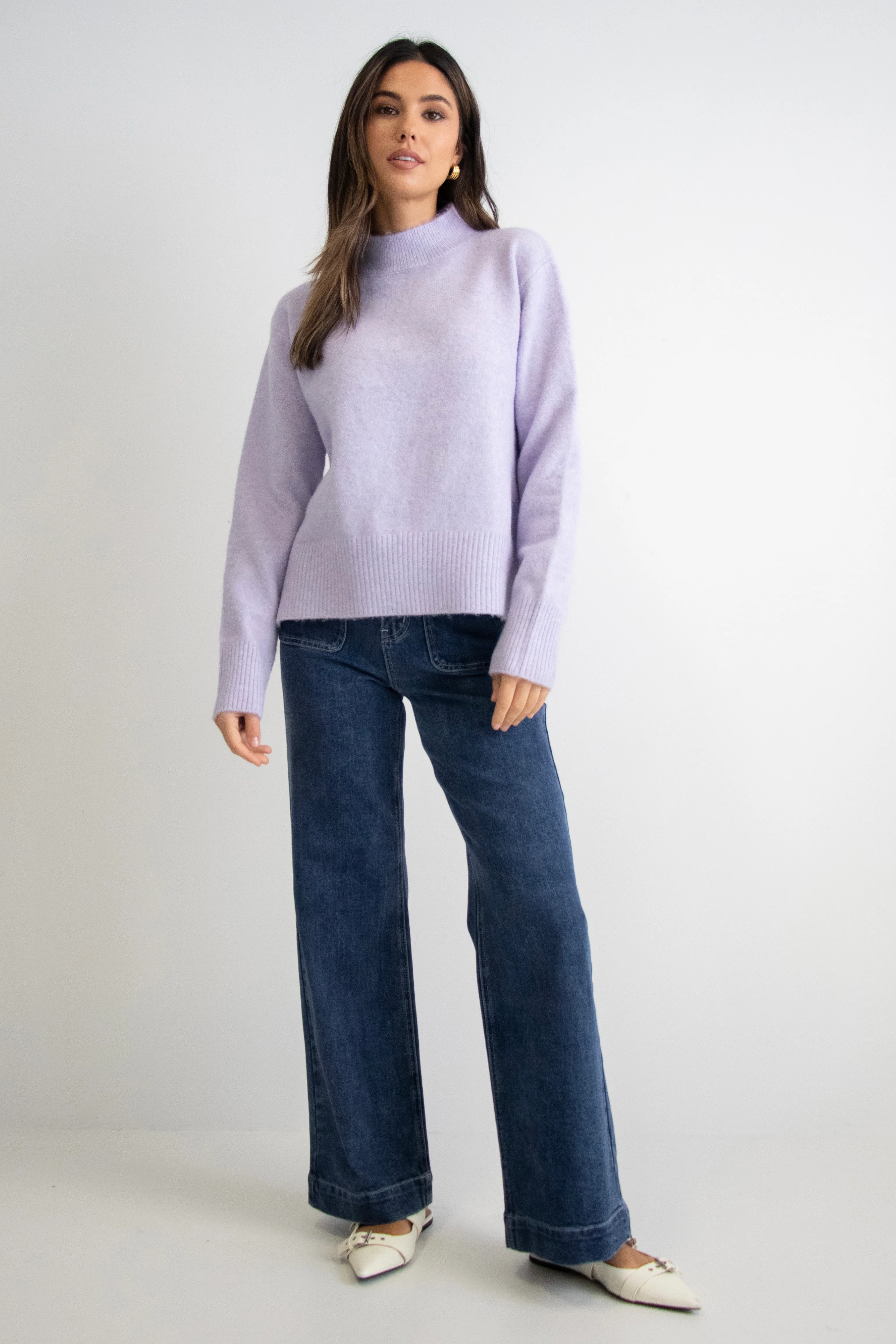 Mentor Lilac Funnel Neck Knit Jumper - Image 3