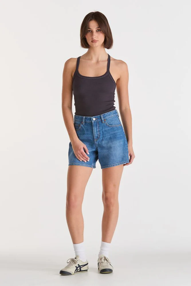 Mid Straight Blue Letter Short