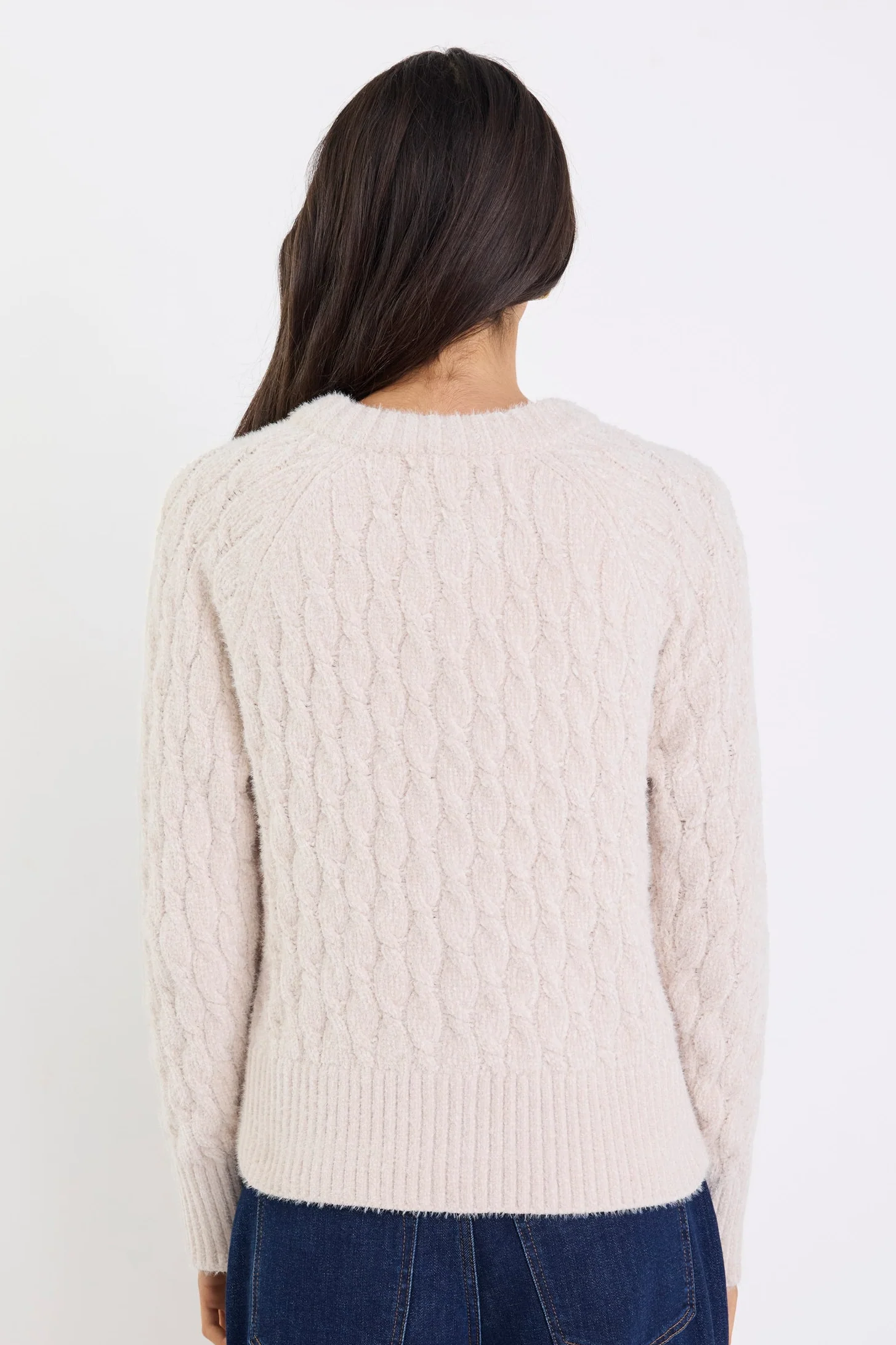 Milestone Oat Crewneck Cable Knit Cardigan - Image 5