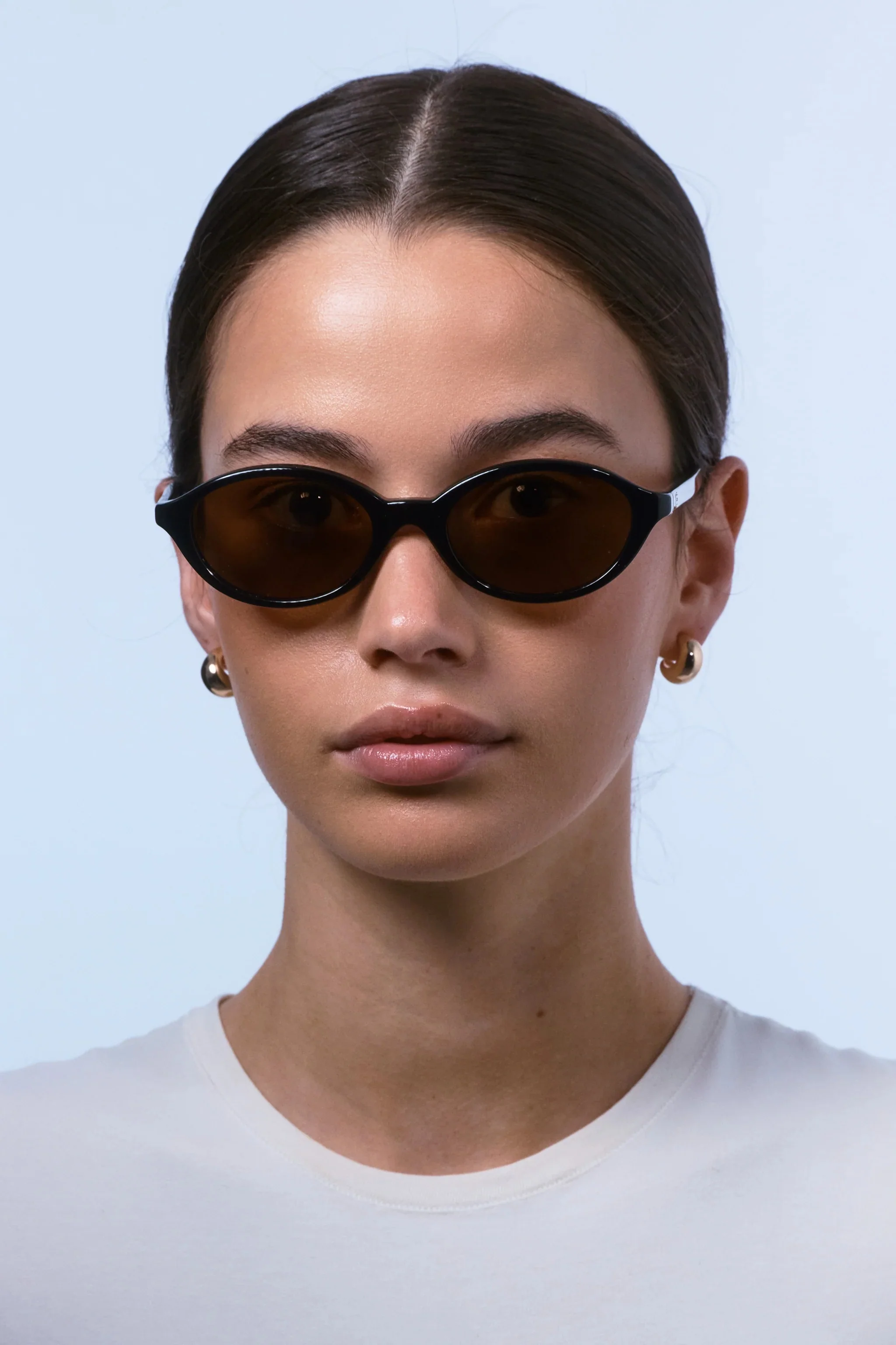 Mirabel Black Narrow Oval Sunglasses - Image 4