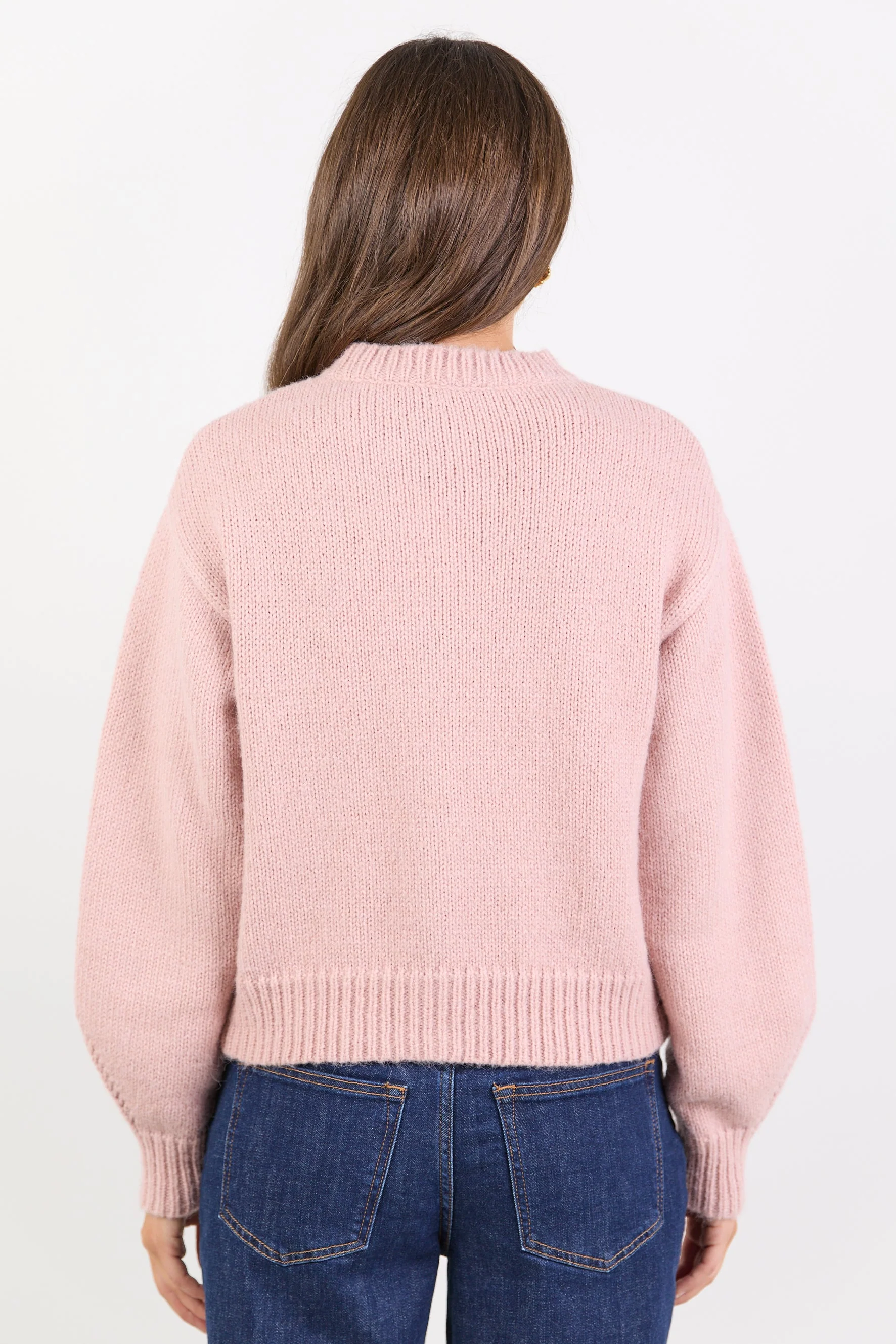 Mirage Blush Fluffy Crewneck Cardigan - Image 6