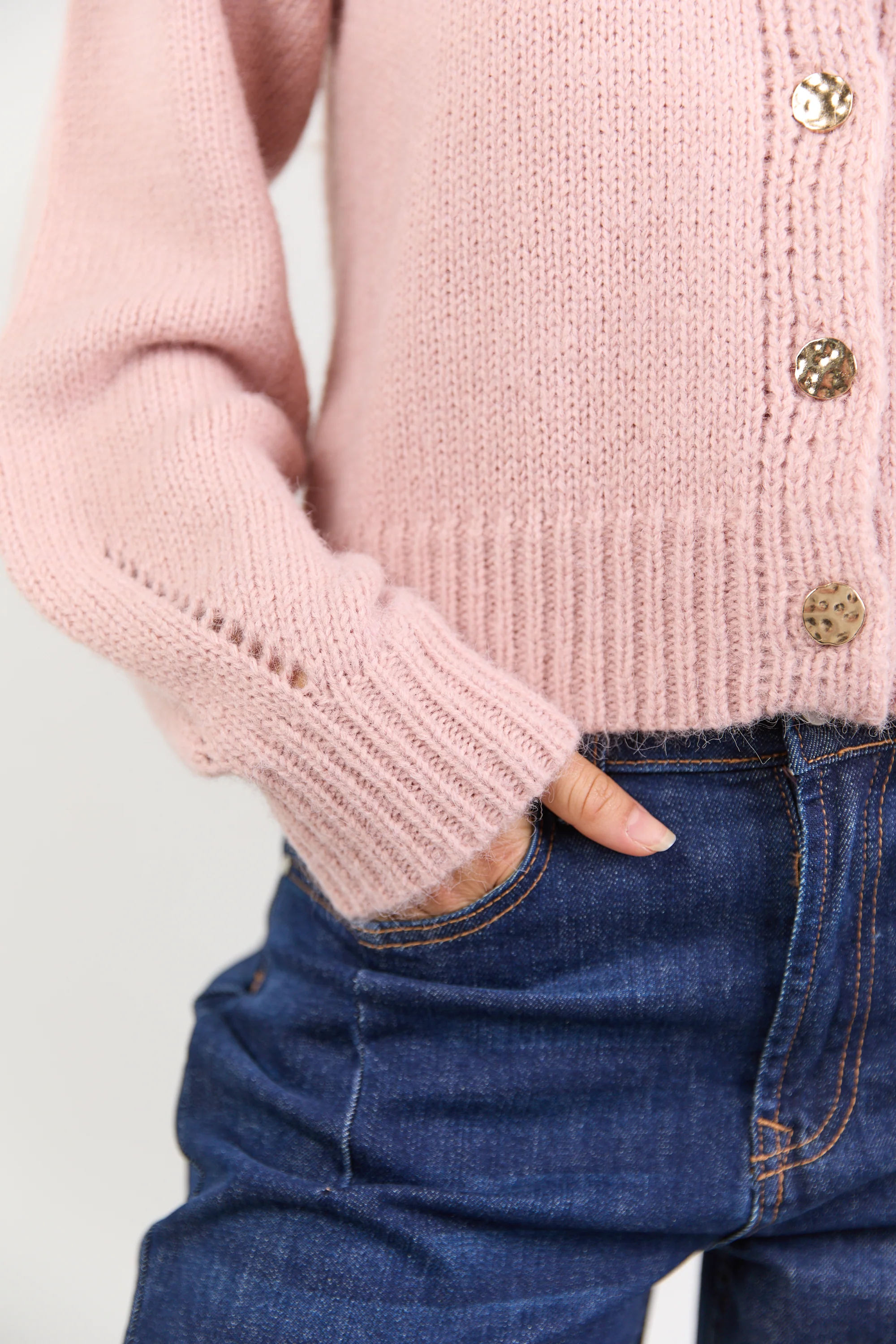 Mirage Blush Fluffy Crewneck Cardigan - Image 7