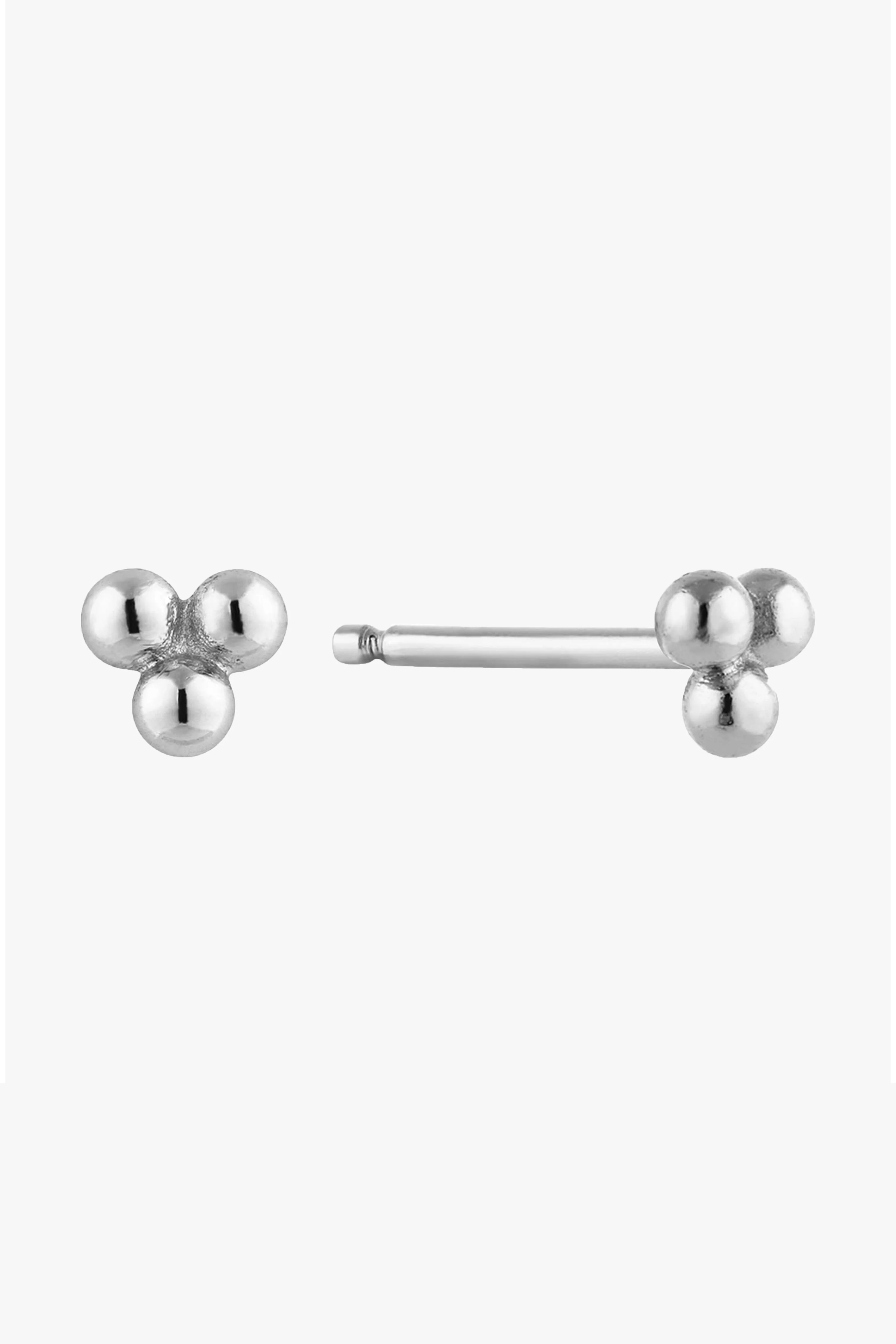 Modern Minimalism Small Silver Three Ball Stud Earrings - Image 2