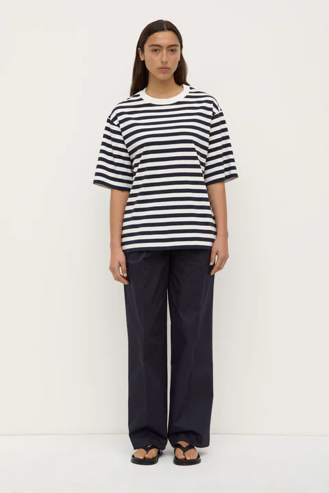 Monte Navy Cream Stripe Cotton SS Tee