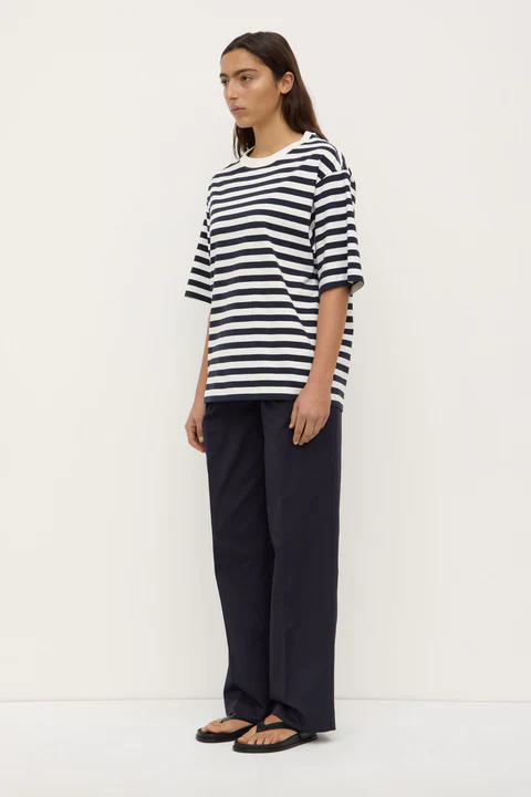 Monte Navy Cream Stripe Cotton SS Tee - Image 2