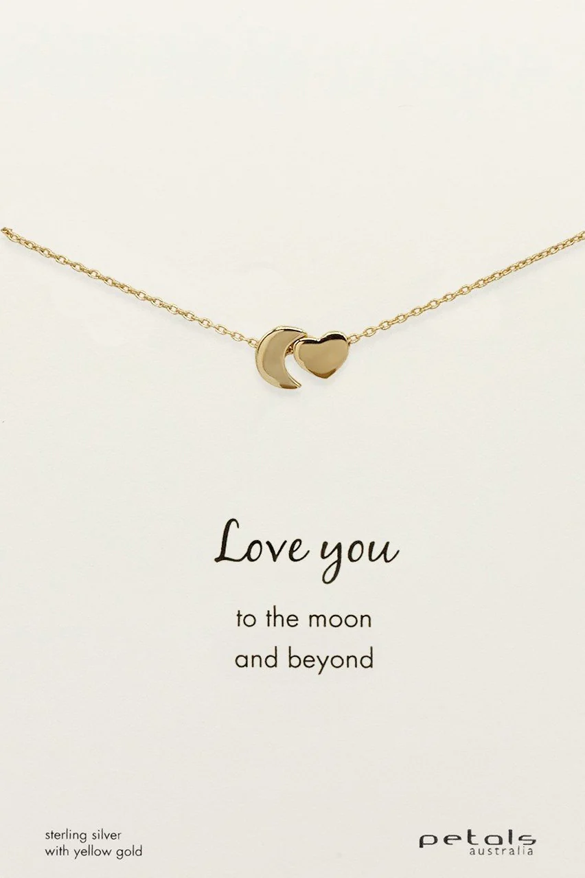 Moon + Heart 14k Gold Plate Necklace - Image 2