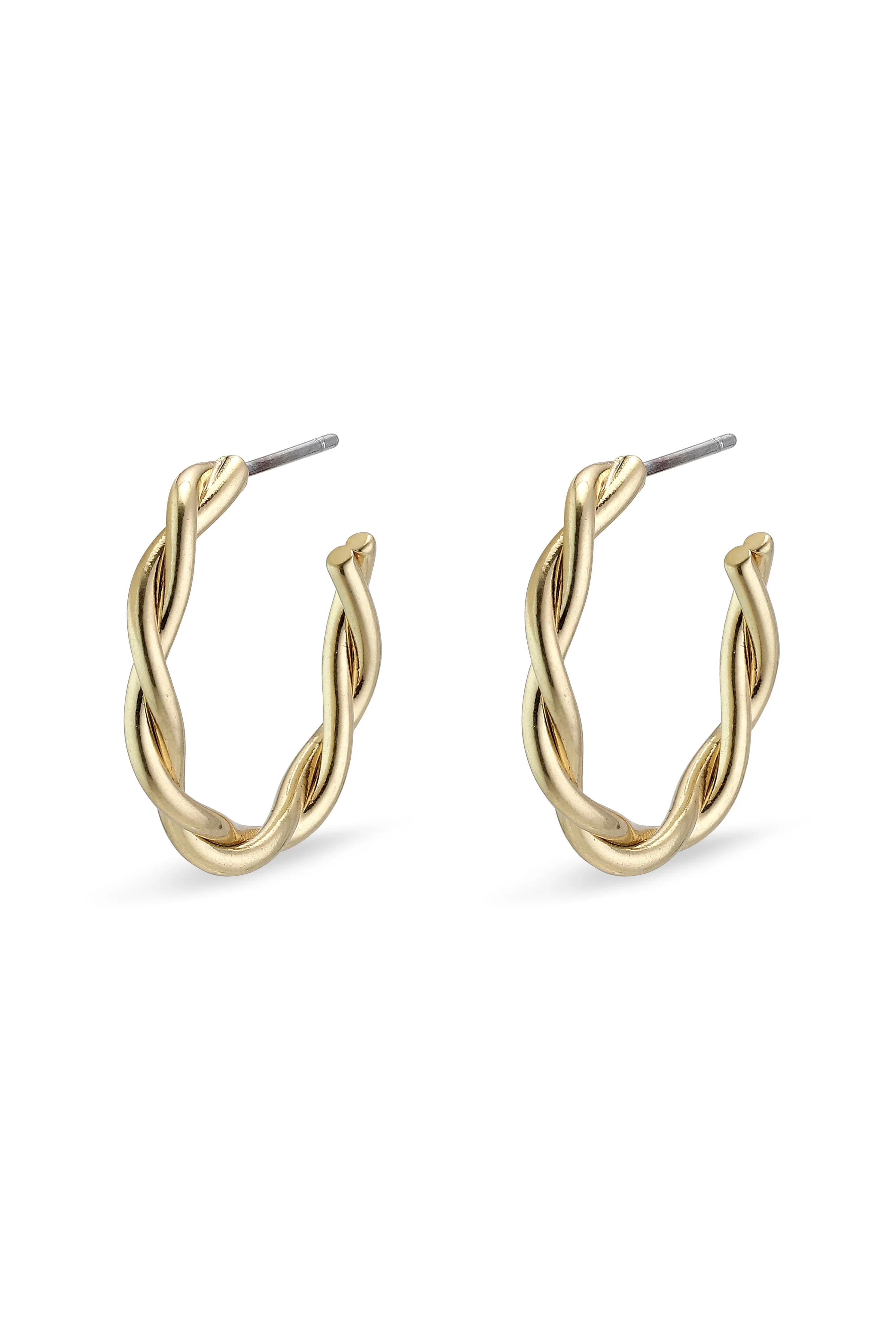 Naja Pi Gold Twisted Small Hoop Earrings - Image 2