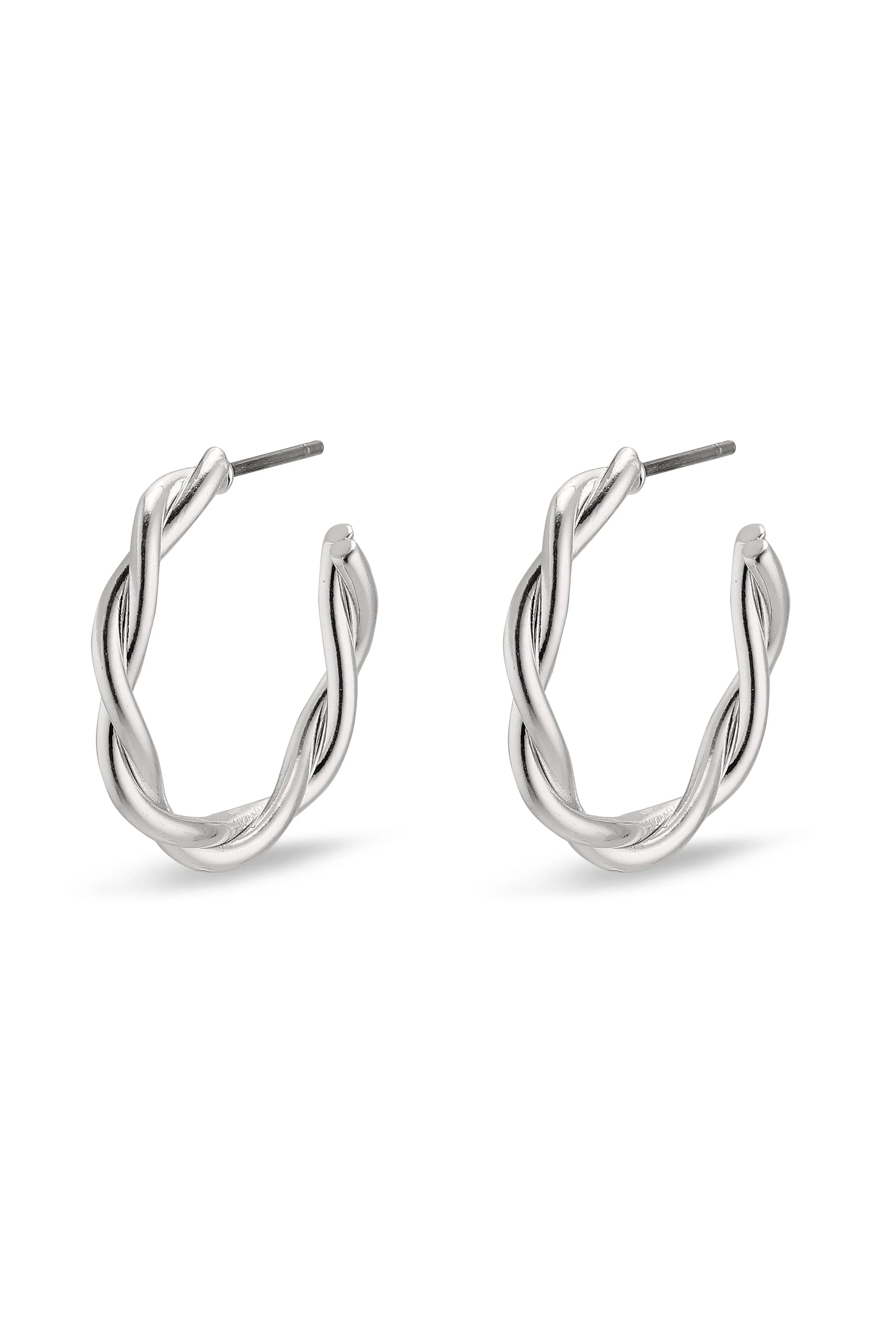 Naja Pi Silver Twisted Small Hoop Earrings - Image 2