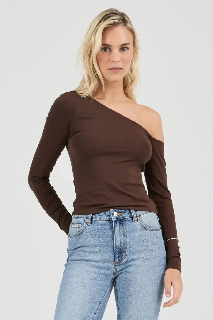 Natasha Espresso Off Shoulder LS Top - Image 4