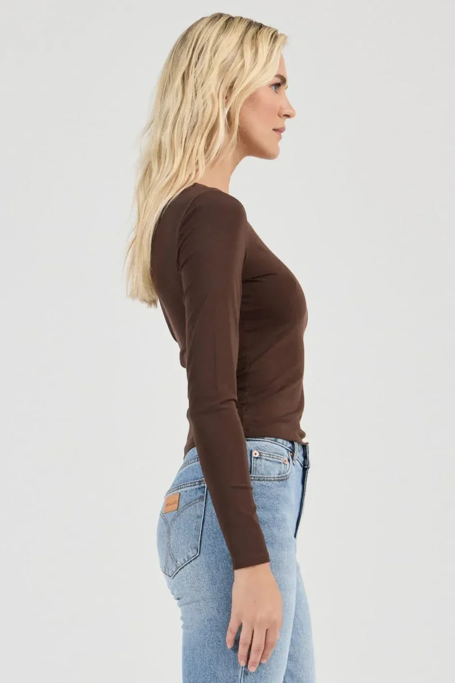 Natasha Espresso Off Shoulder LS Top - Image 5
