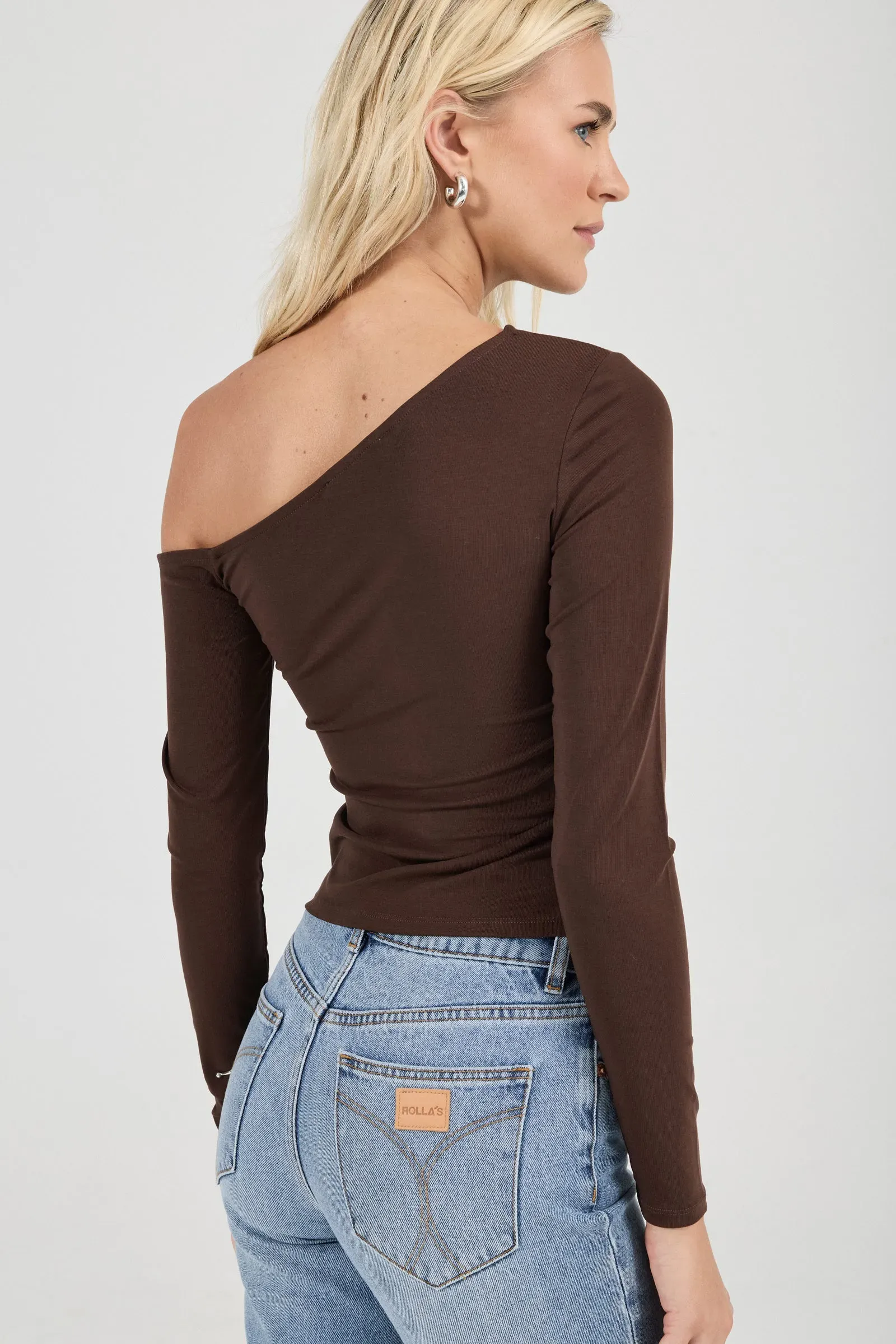 Natasha Espresso Off Shoulder LS Top - Image 6