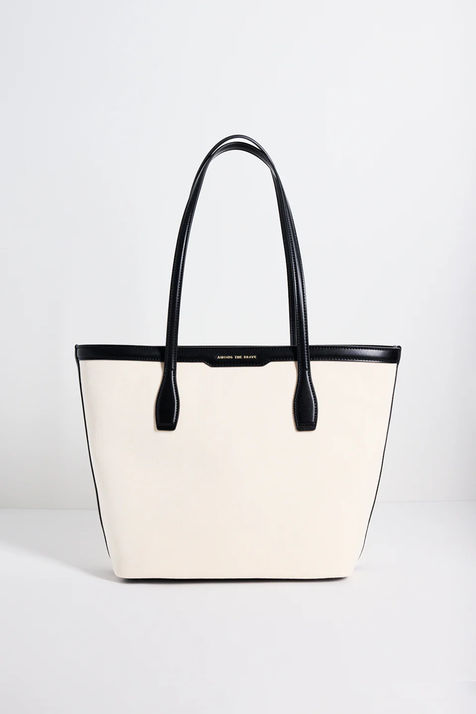 Natural Canvas Black Trim Tote Bag
