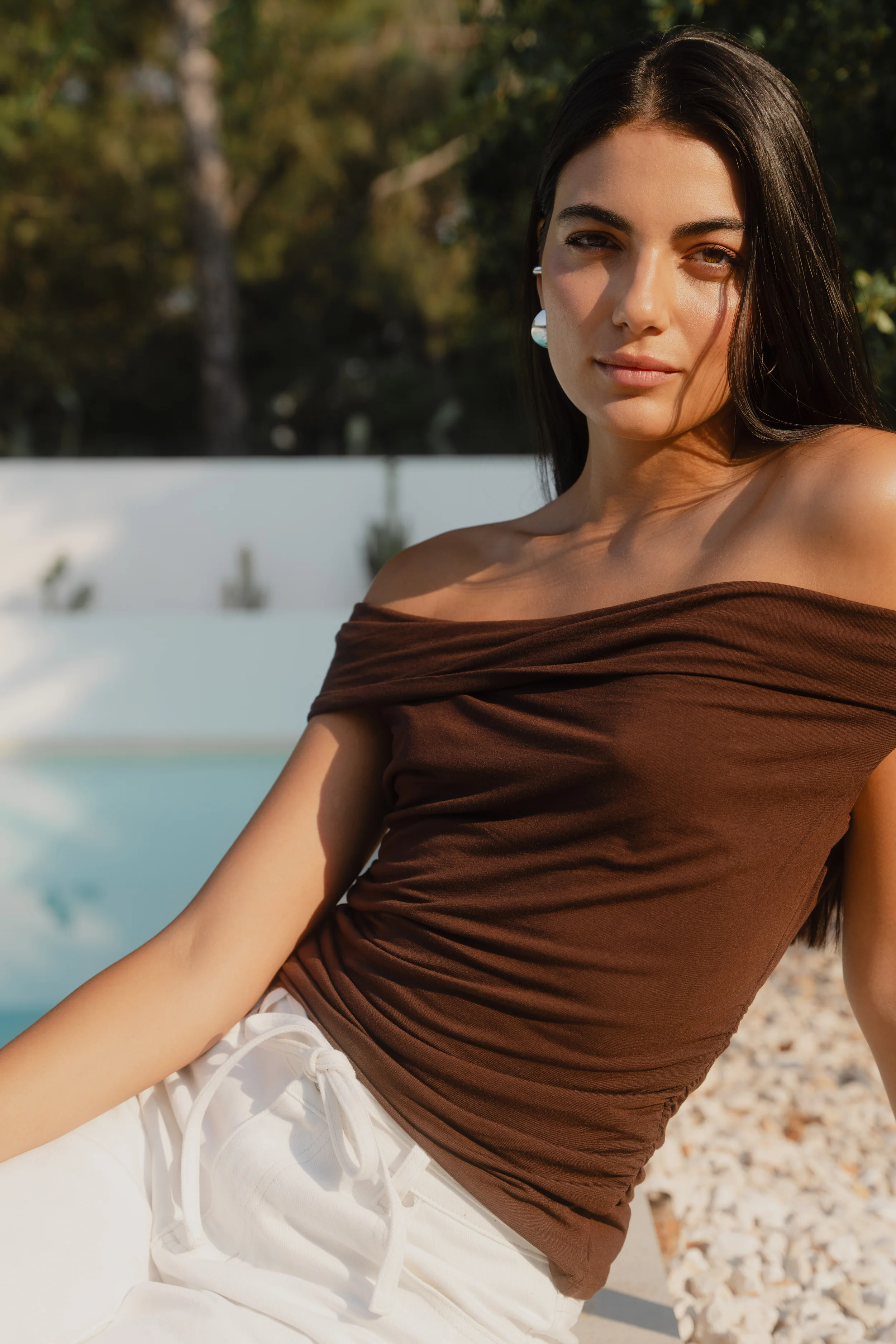 Nightlife Chocolate Stretch Multi Fit Sleeveless Top