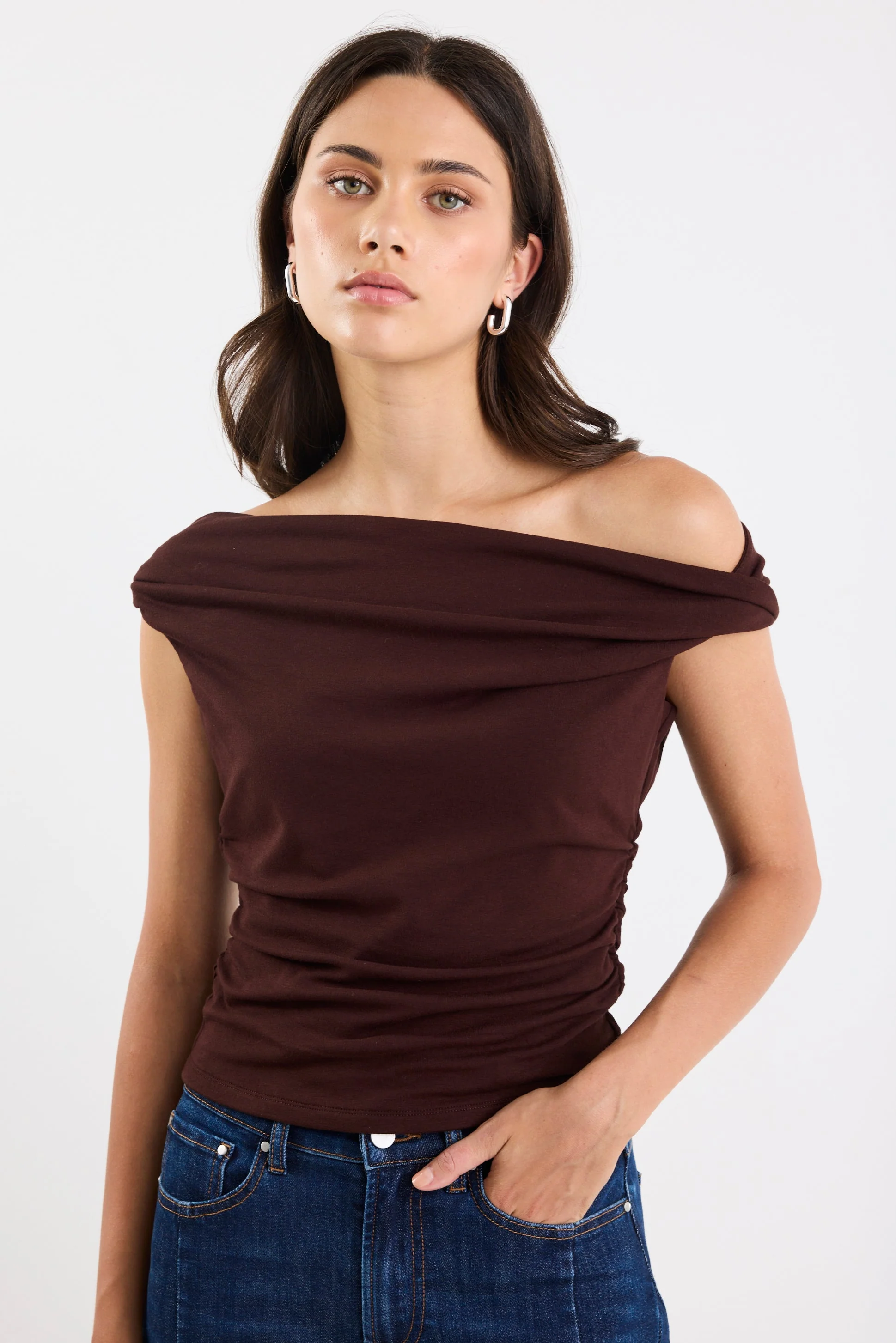 Nightlife Dark Chocolate Stretch Multi Fit Sleeveless Top