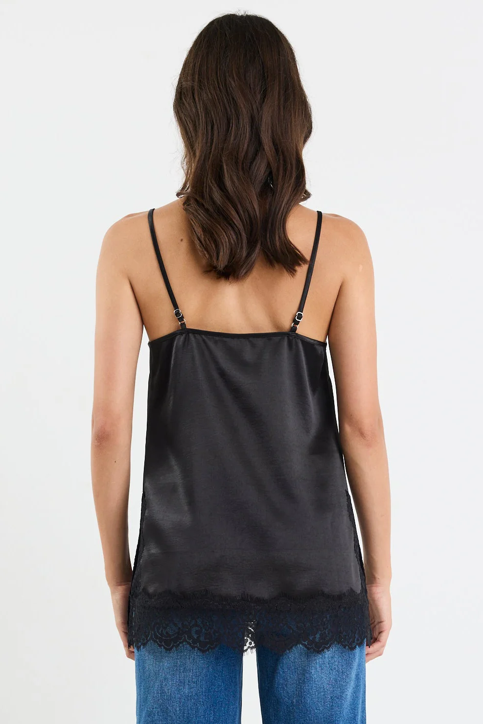 Noir Black Satin Lace Trim Cami - Image 6