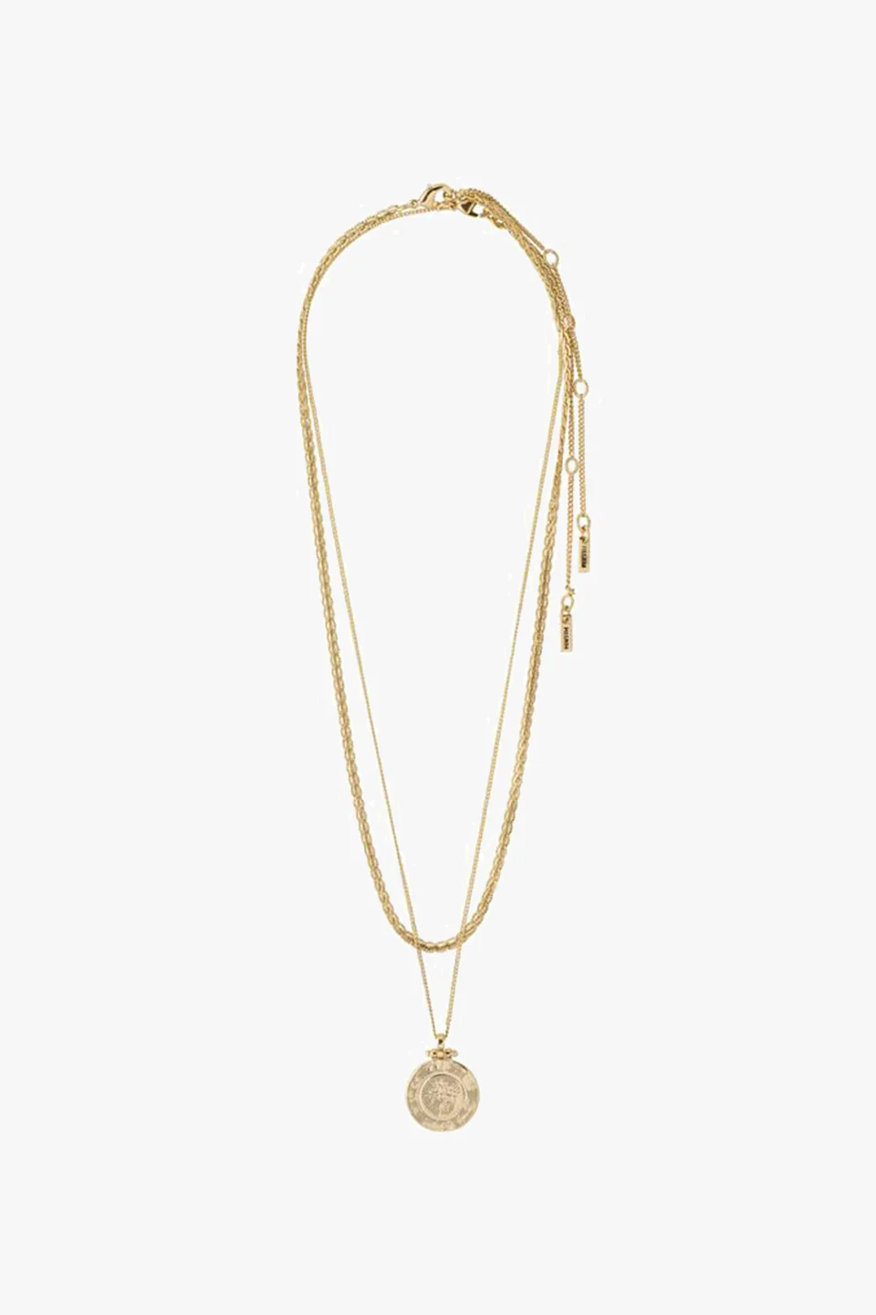 Nomad Double Chain Coin Pendant Necklace Gold - Image 3