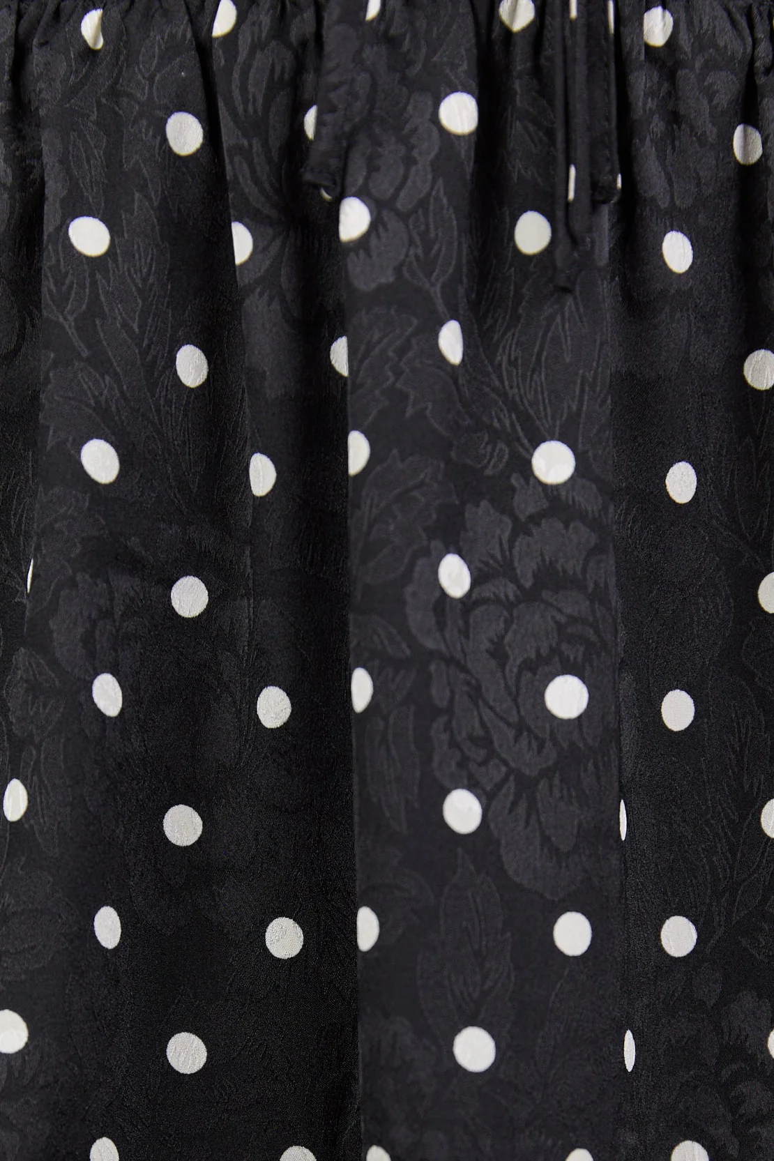 Nuance Black Mini Polka Dot Long Sleeve V Neck Shirred Waist Tiered Midi Dress - Image 6