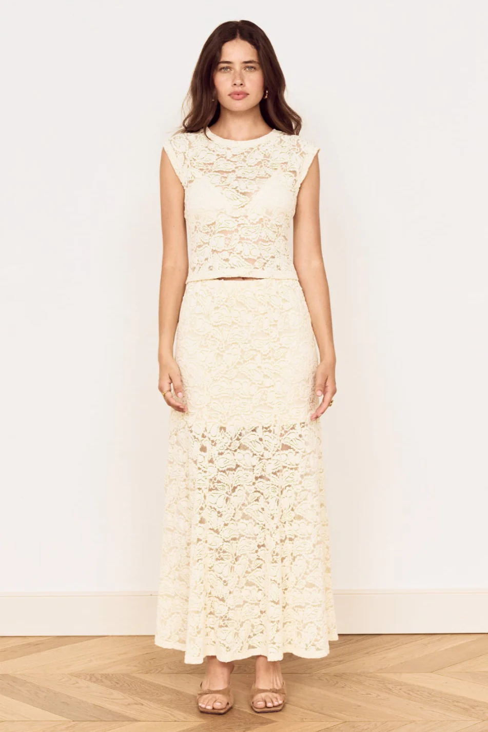 Ophelia Cream Lace Maxi Skirt - Image 2