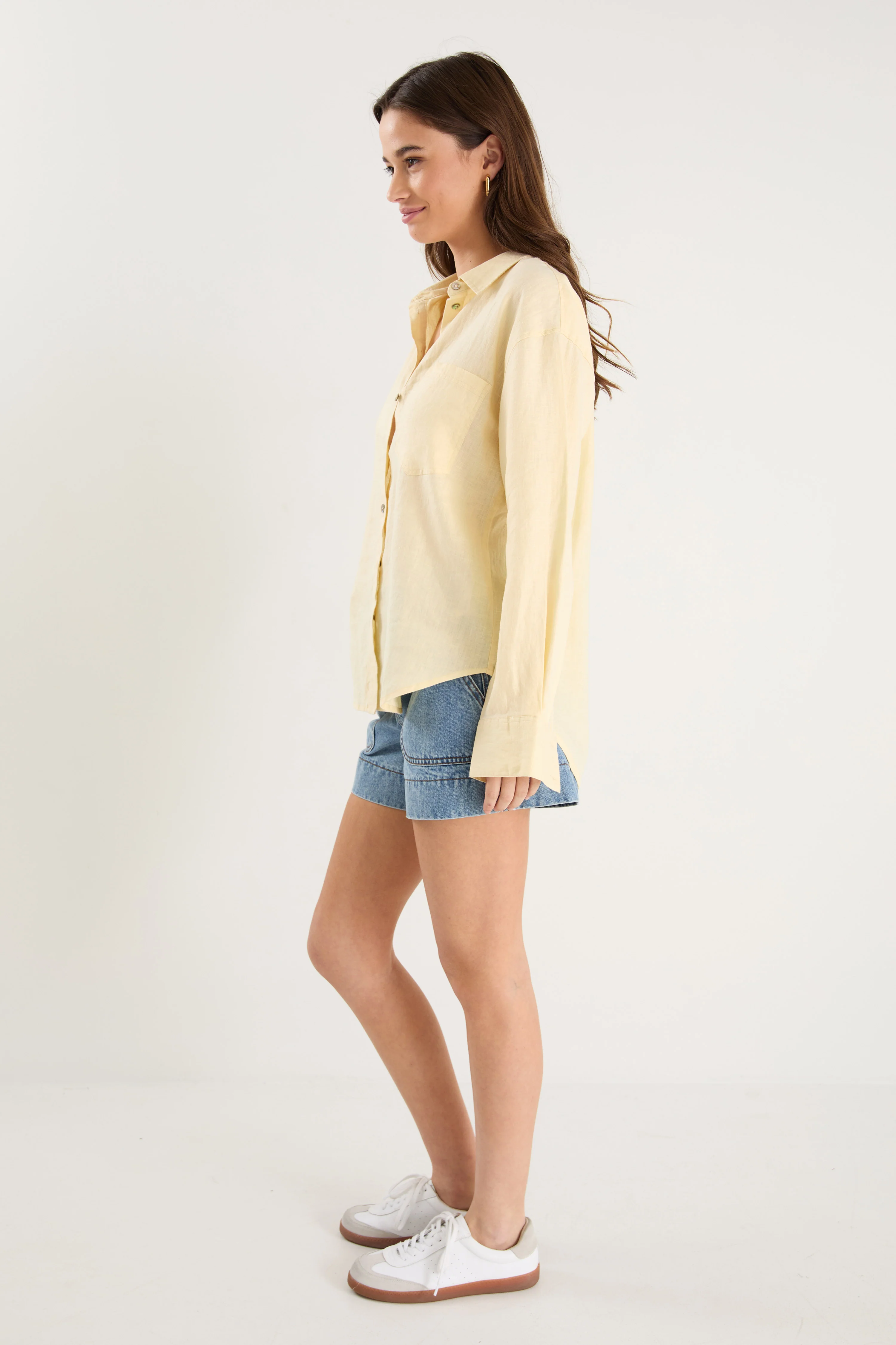 Optimum Lemon Linen Oversized Shirt - Image 4