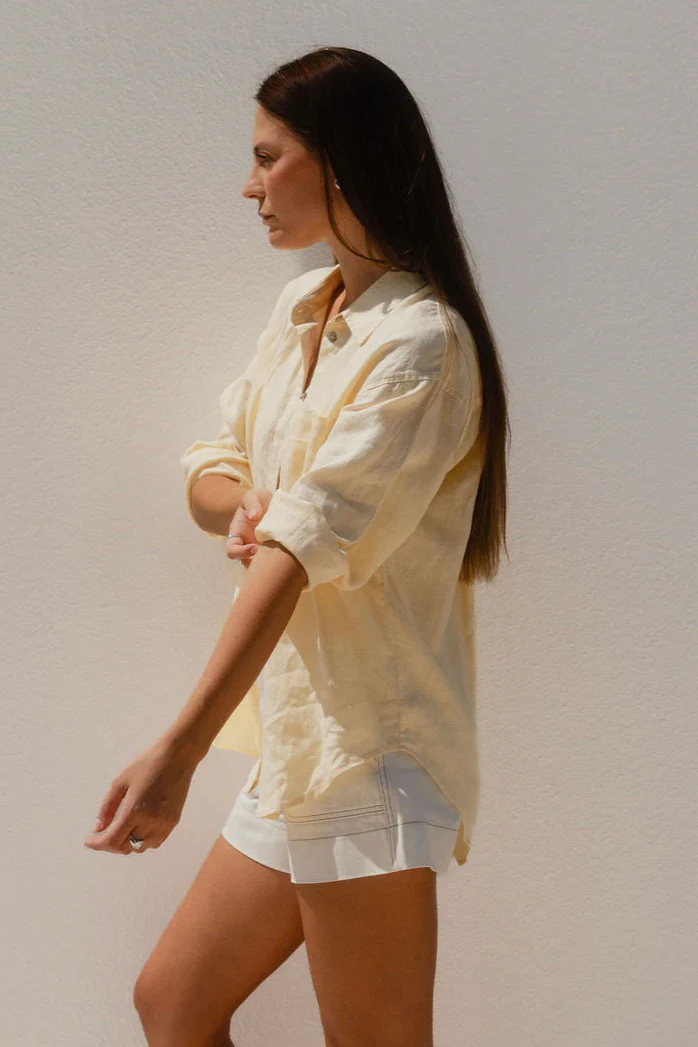 Optimum Lemon Linen Oversized Shirt - Image 5