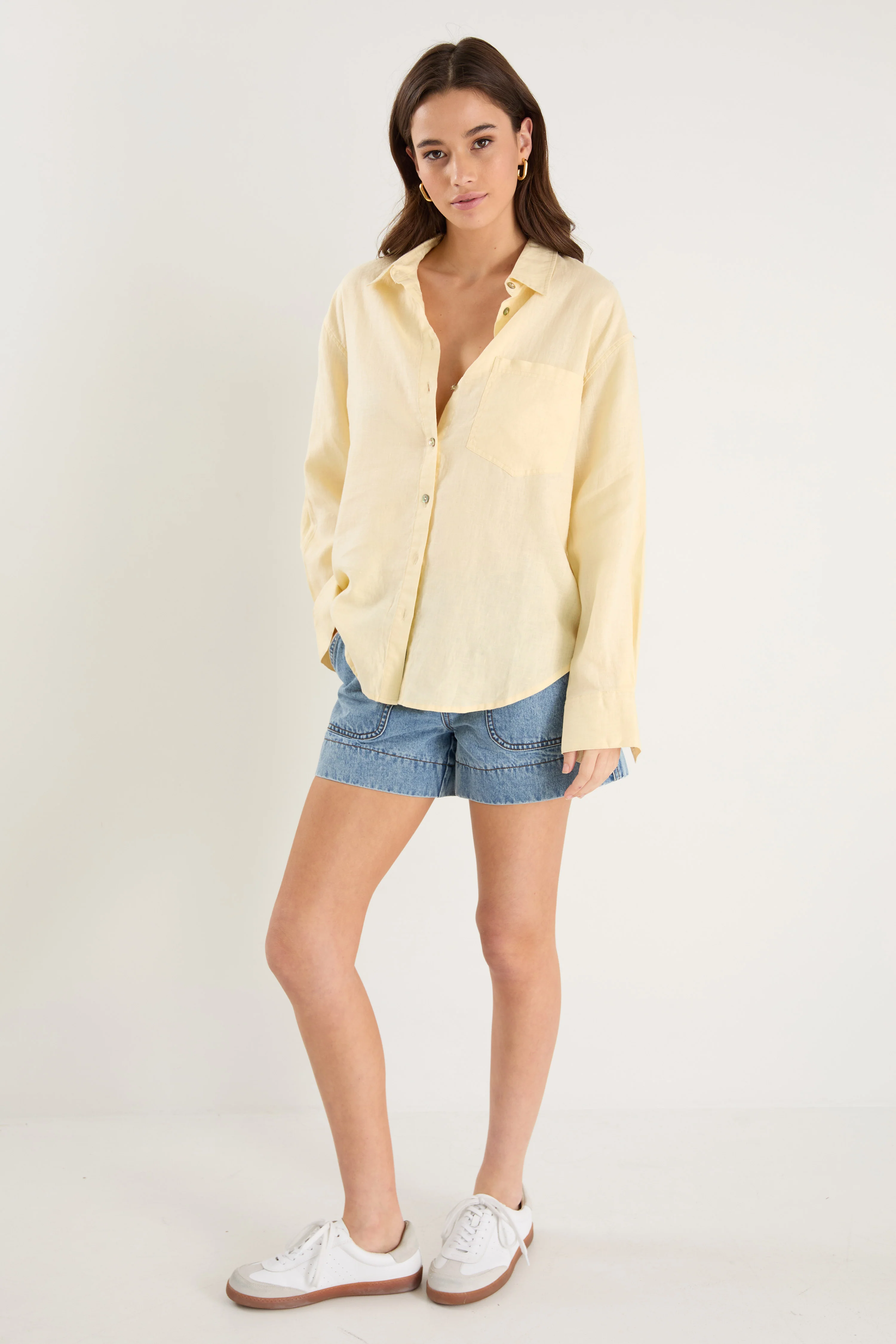 Optimum Lemon Linen Oversized Shirt - Image 6