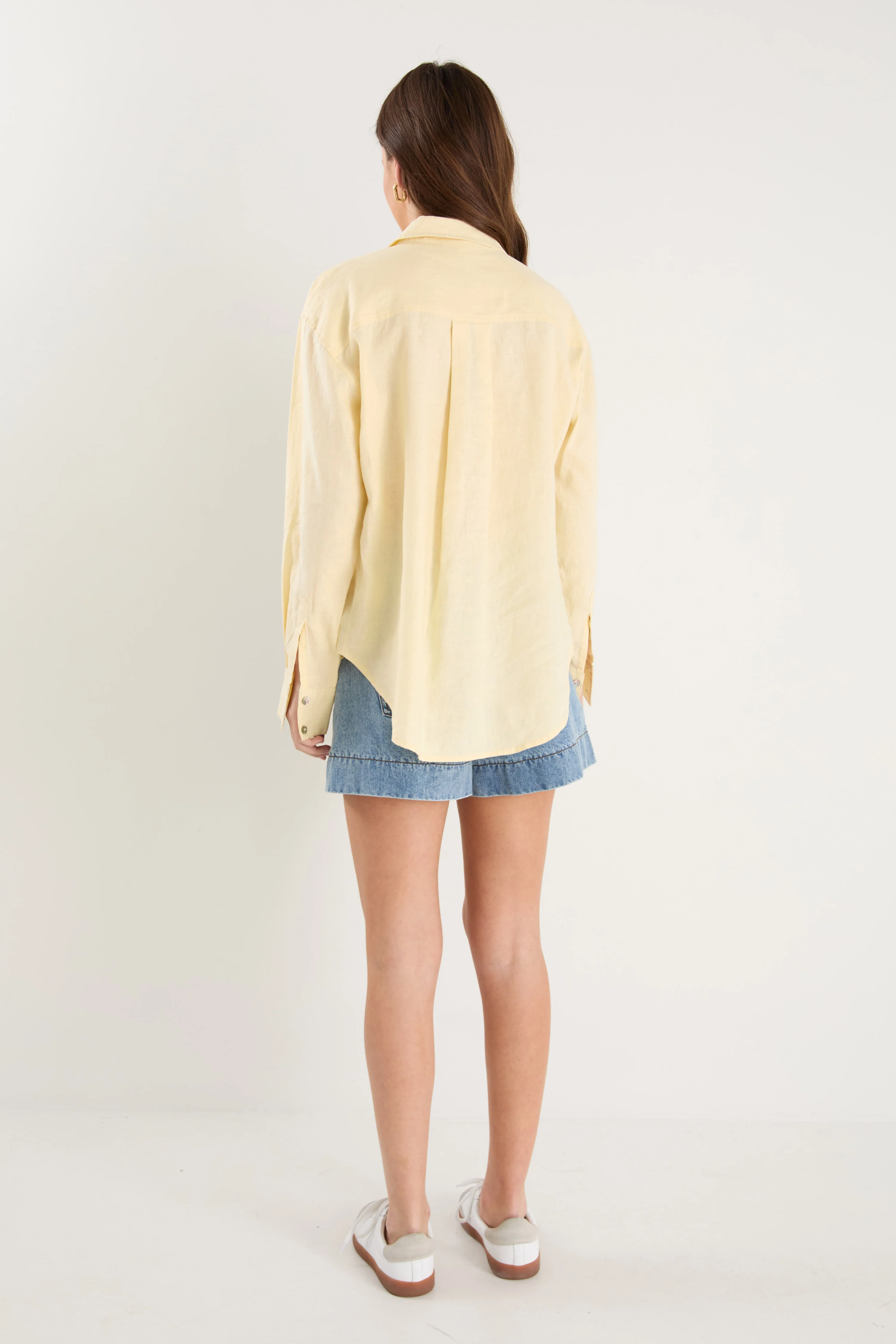 Optimum Lemon Linen Oversized Shirt - Image 7