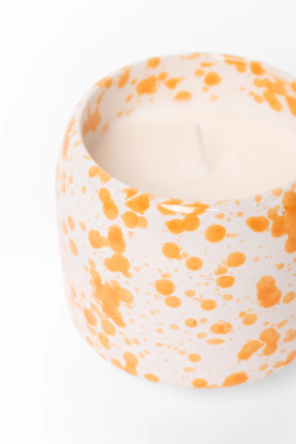 Orange Splash Glazed Ceramic Soy Wax Candle - Image 2