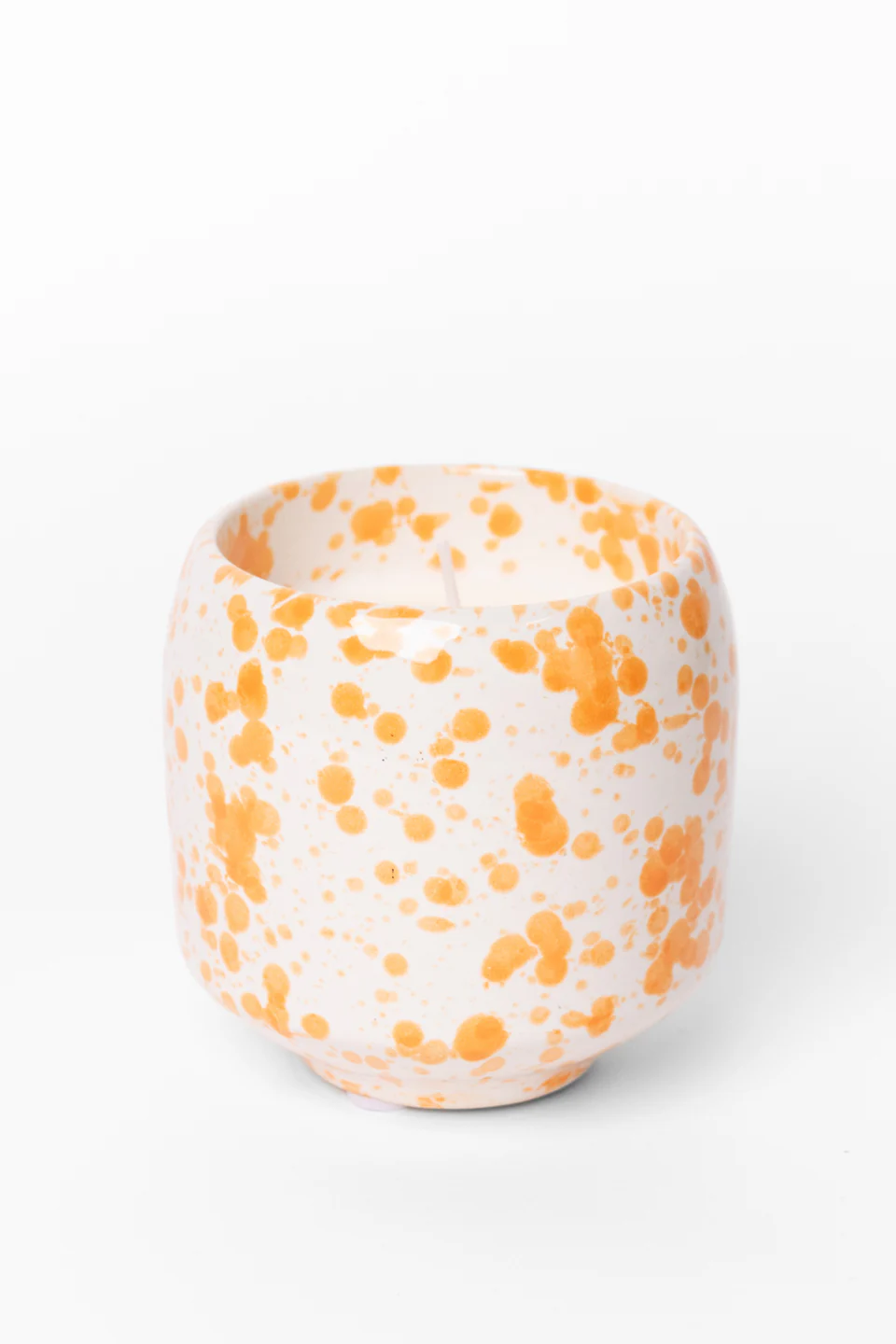Orange Splash Glazed Ceramic Soy Wax Candle - Image 3