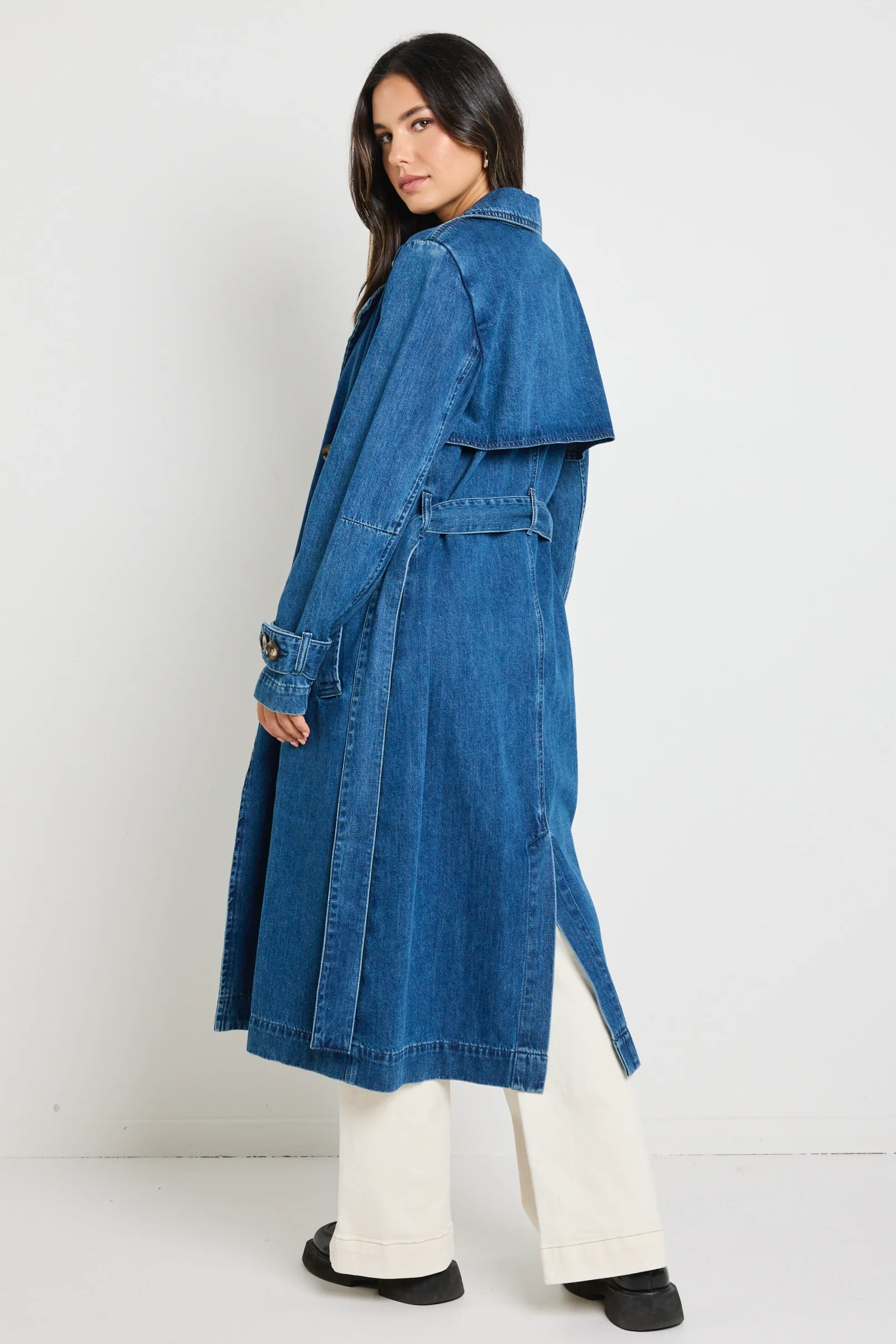 Origin Storm Blue Denim Trench Coat - Image 6