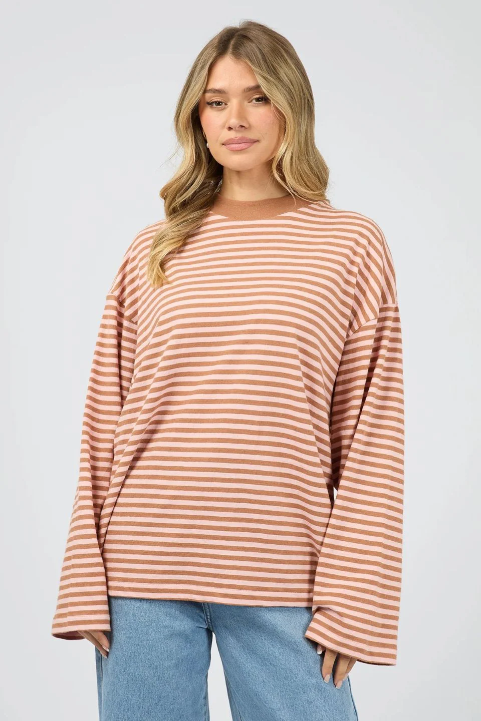 Paloma Cinnamon Pink Stripe LS Cotton Tee - Image 2